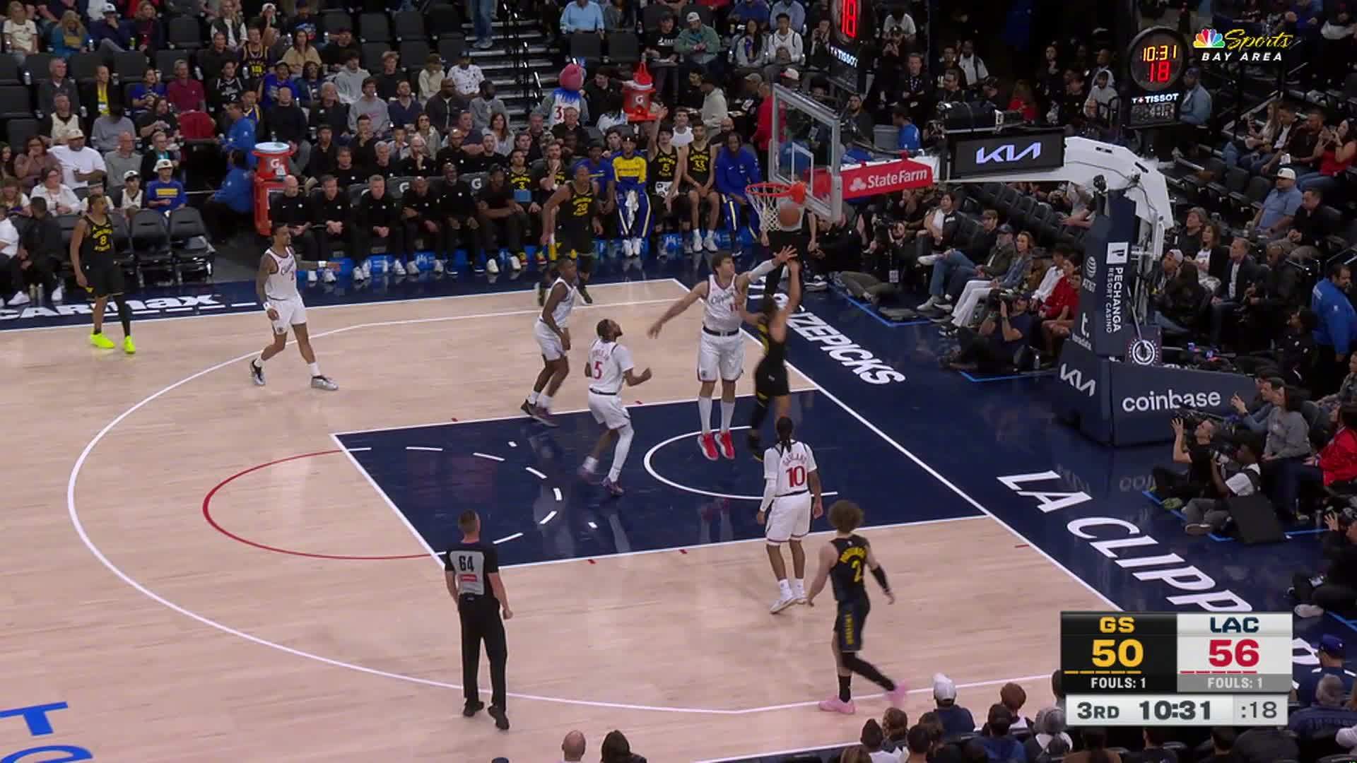 库里上篮得分✌️勇士55:58快船。勇士vs快船