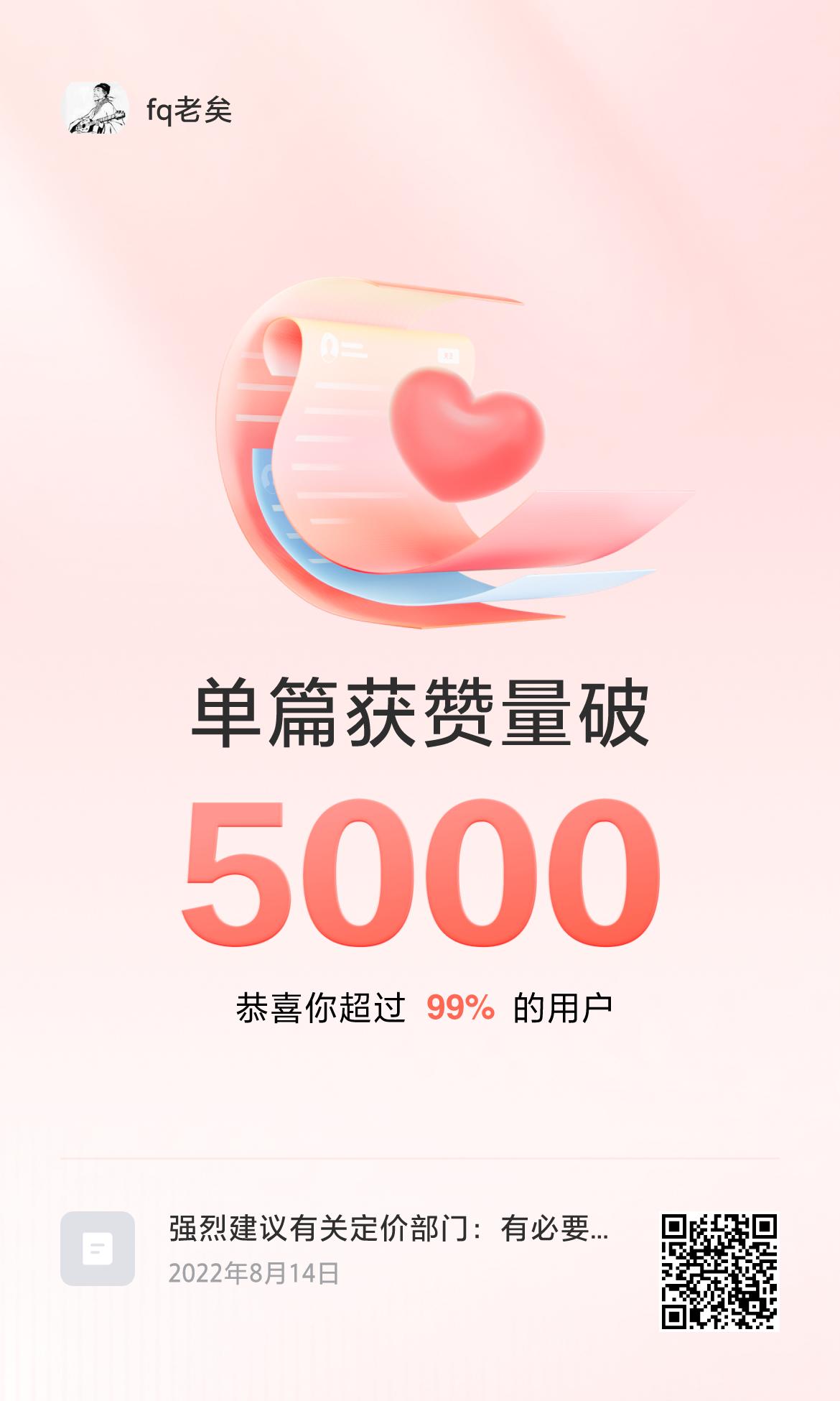 🔥我创作的单篇内容获得超过5000赞了！