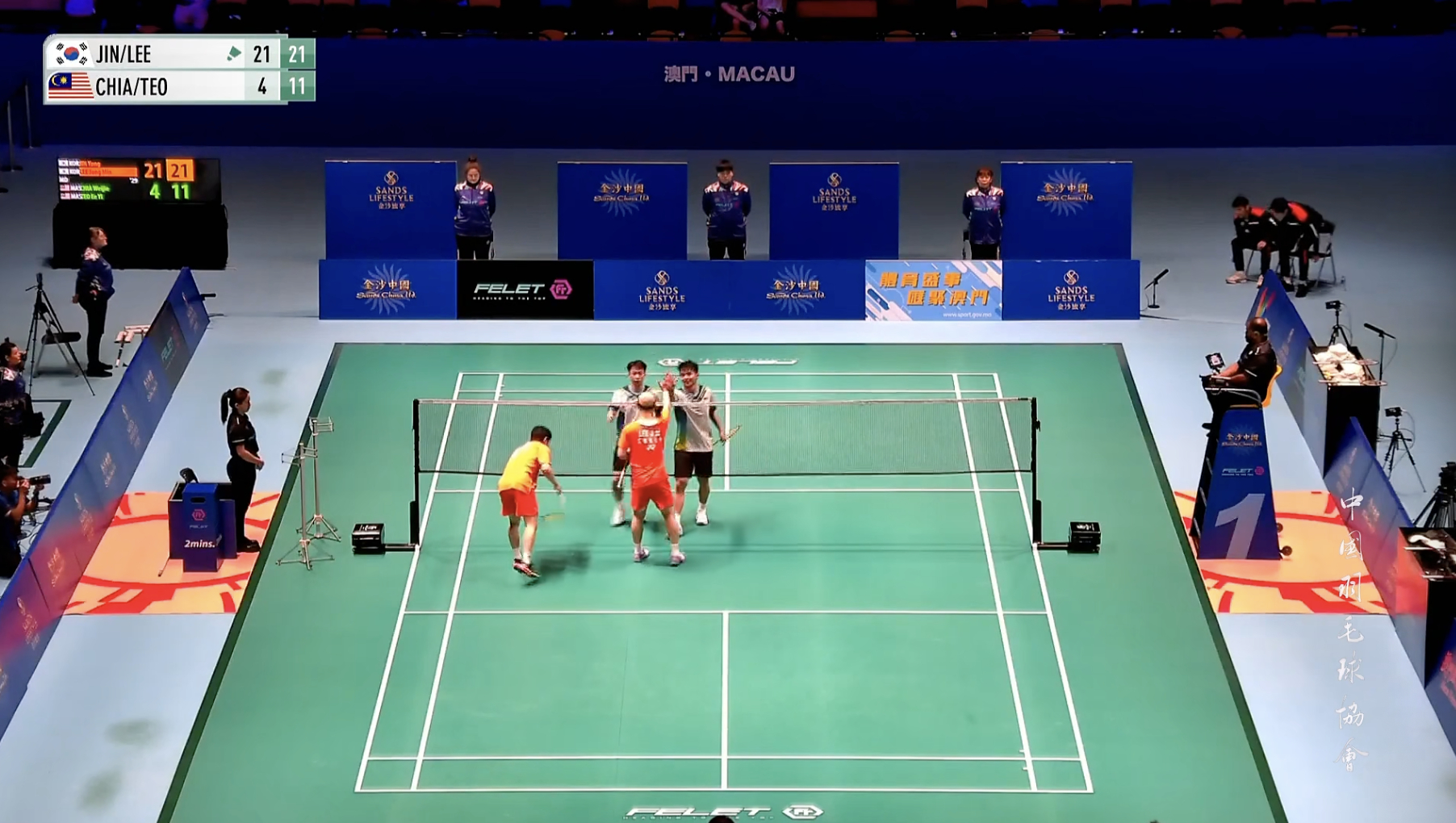 真龙/李钟民🇰🇷 21-4、21-11 🇲🇾谢炜杰/张御宇决赛：真龙/李