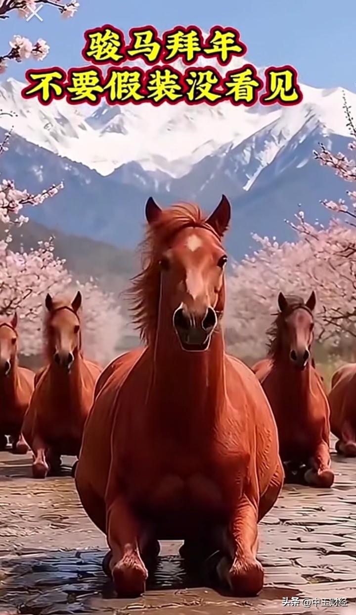 天南地北大拜年有一张AI的马年拜图，的确比较震撼，马跪在那里，不停的点头拜年，但