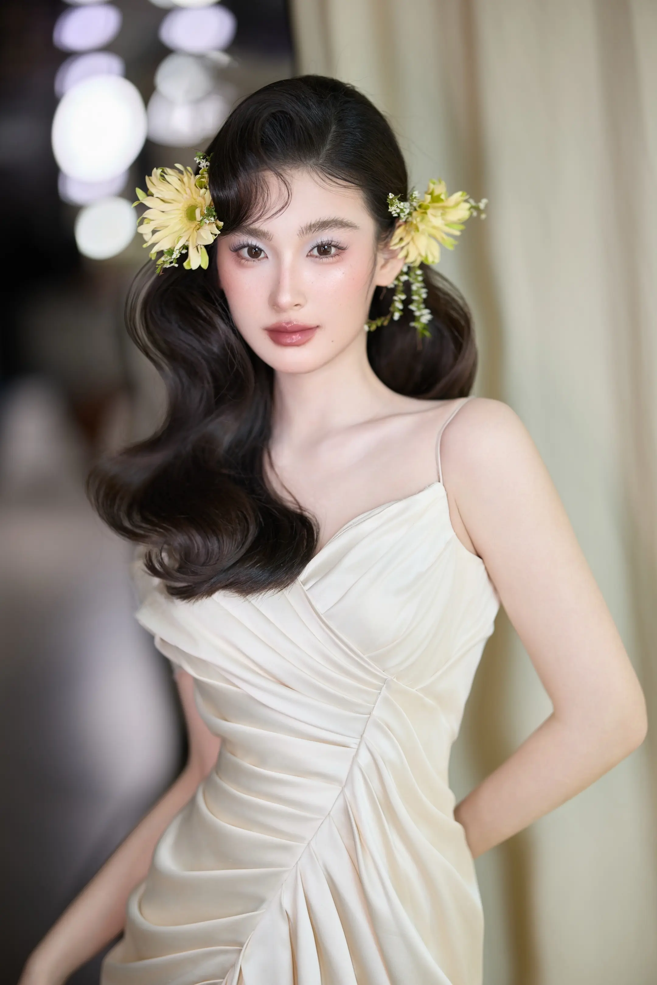 复古风新娘。