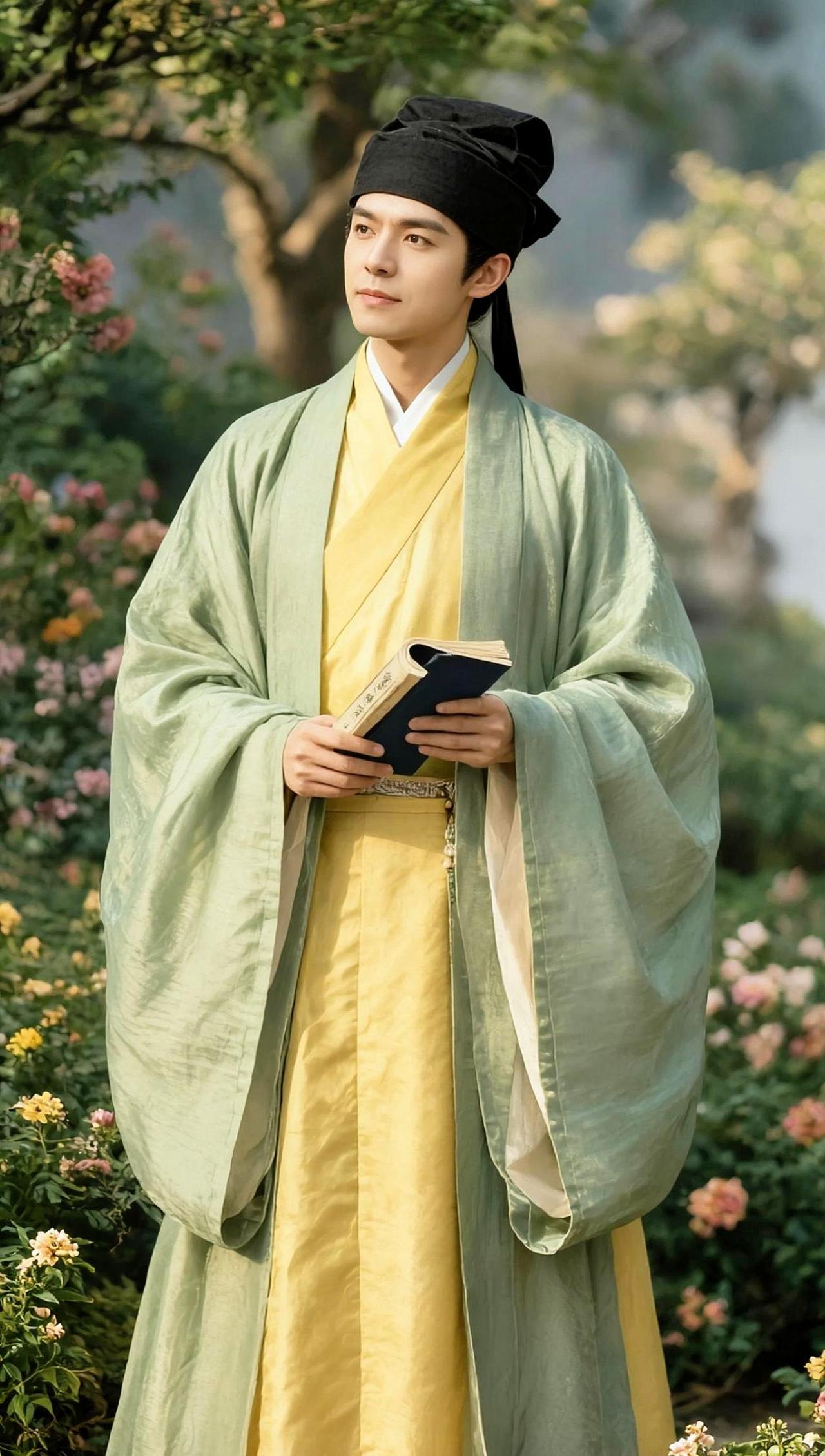 📜书卷半掩花影动，青衫拂过宋时风。AI笔下的千年春，竟藏着少年未完的梦🌸
