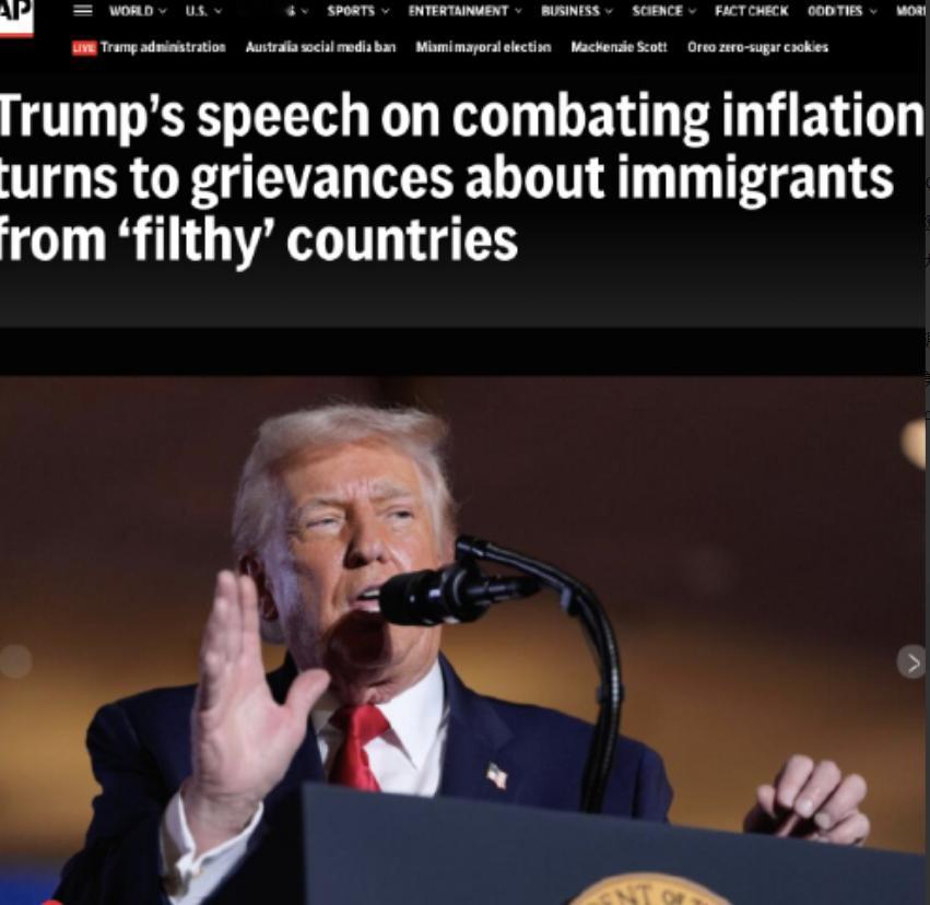 特朗普：为什么只接收“垃圾国家”的人？为什么不能引进挪威、瑞典移民！
据美联社9