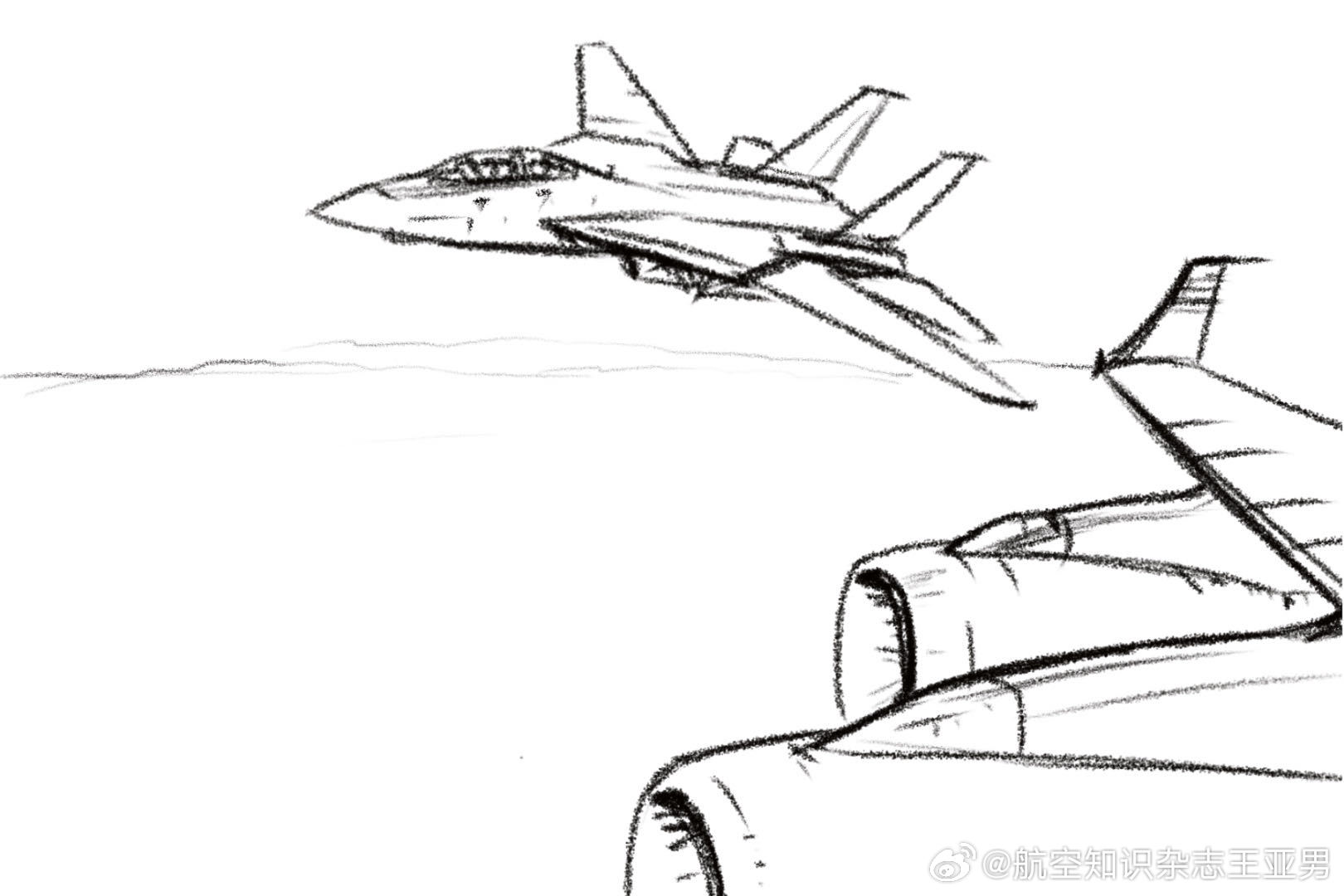 2024-03期《航空知识》拉页作品《波斯猫报到》绘制前的各种草稿构图排列在一起