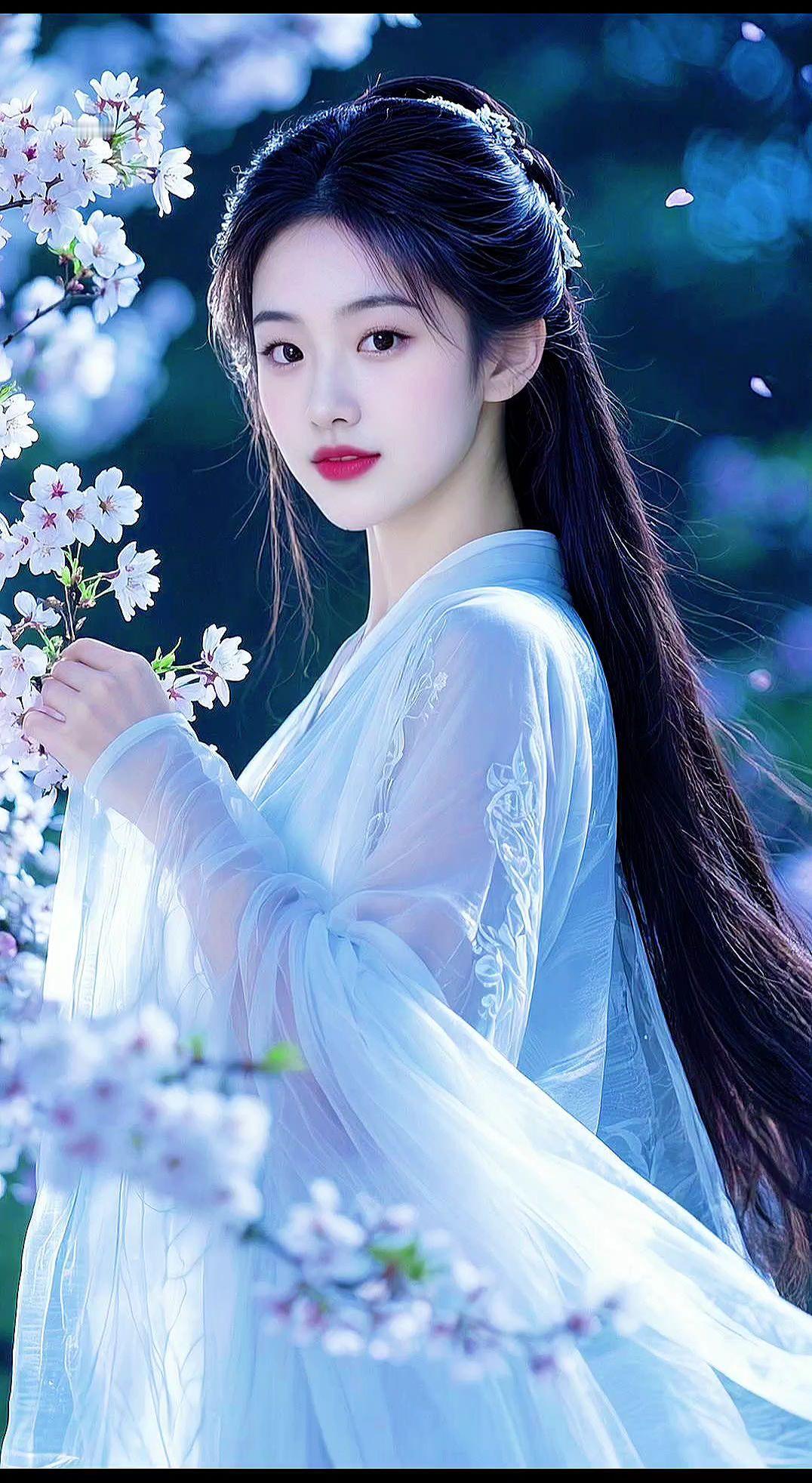 AI花下佳人 国风古韵 古风美人 汉服小姐姐 汉服之美在华夏
