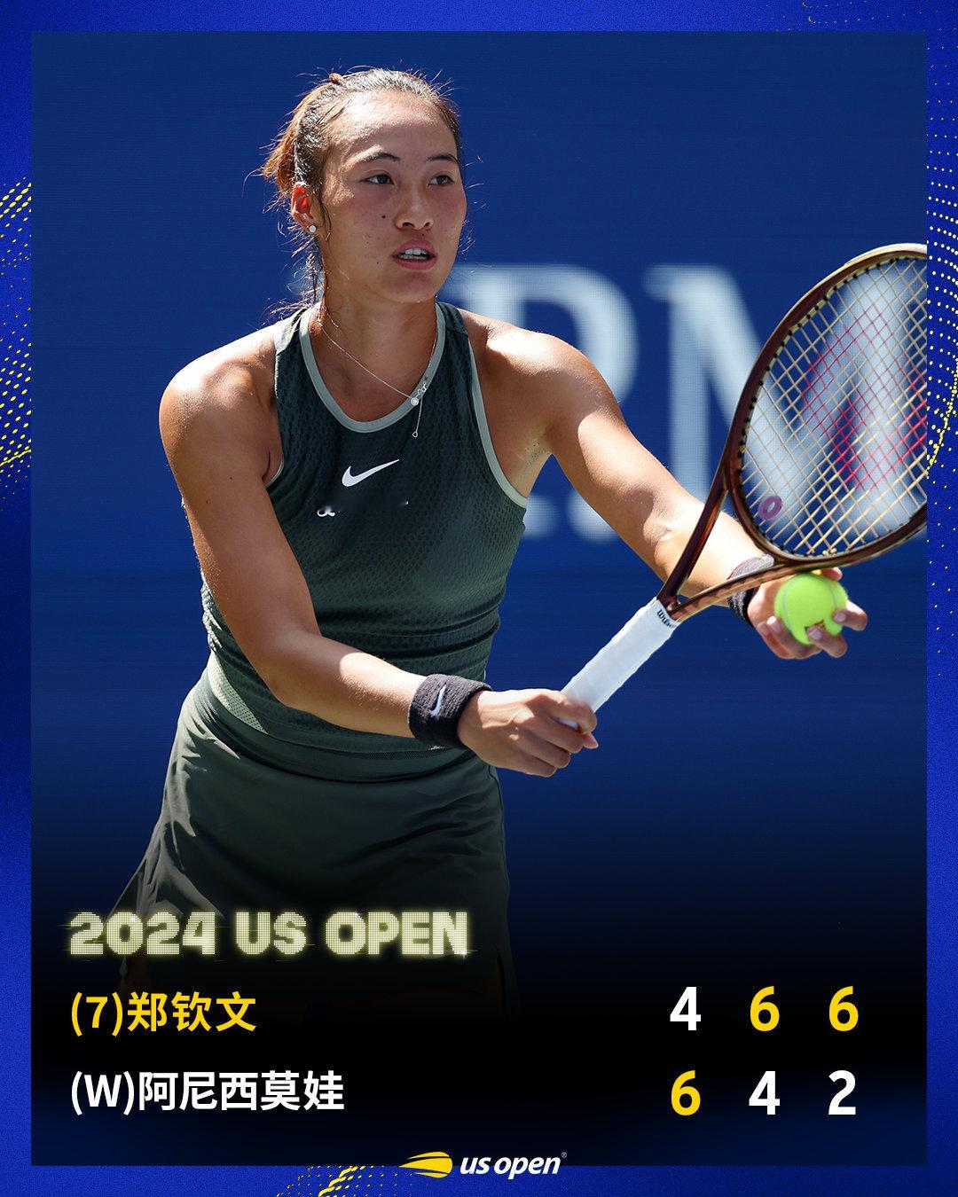 郑钦文逆转过关🔥#美网2024#女单首轮，赛会七号种子🇨🇳郑钦文激战三盘，