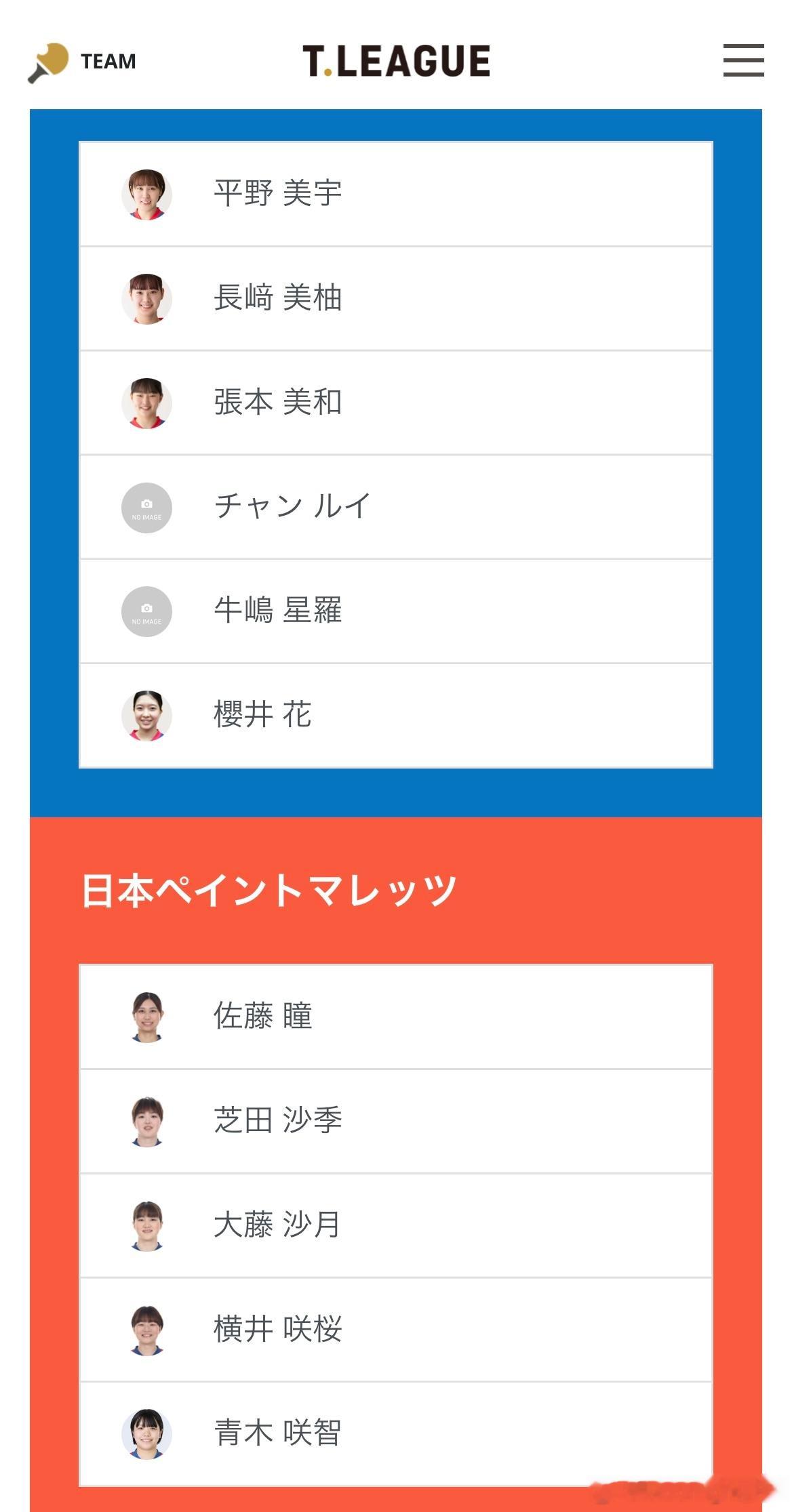 T联赛 8.23 16:00 木下神奈川🆚日本涂料 待出场阵容（以最终出场为准