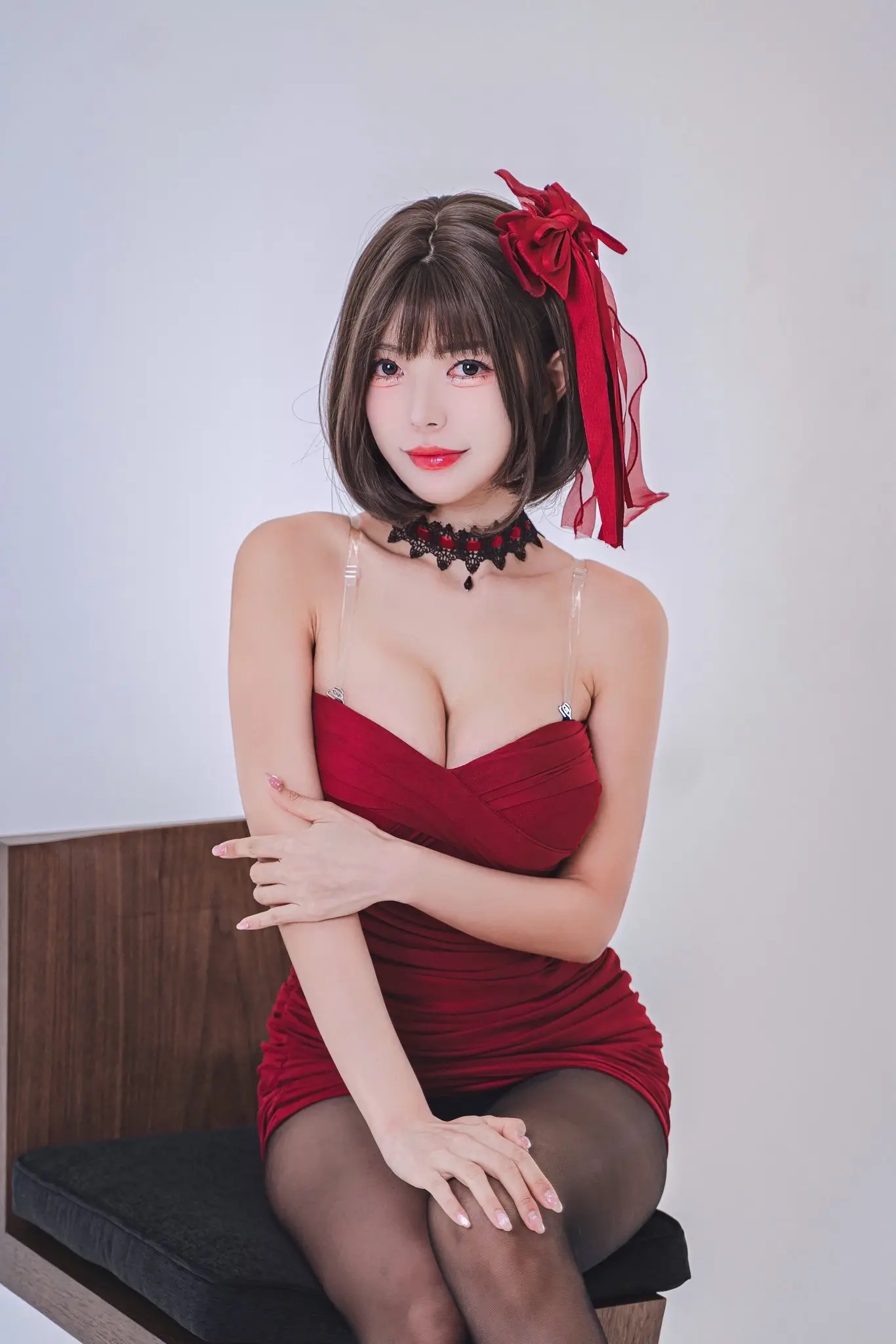 黑丝纯欲天花板 二次元御姐cos 摄影约拍 性感小红裙 高级感少女