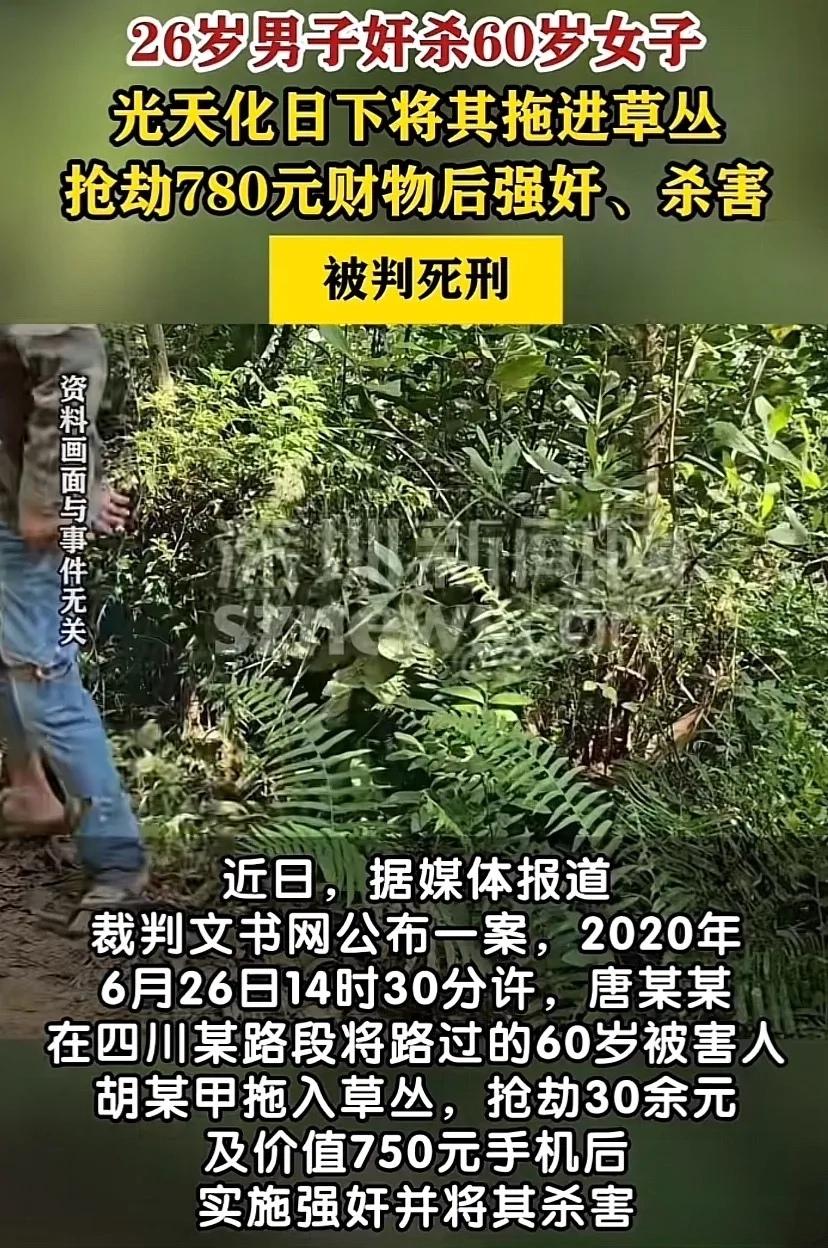 光天化日之下，他将一名60岁的女子拖入草丛，抢走30元现金后，犯下更令人发指的罪