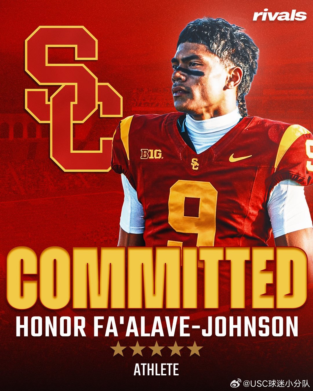 NCAA橄榄球2027 Class的五星球员Honor Fa’alave-Joh