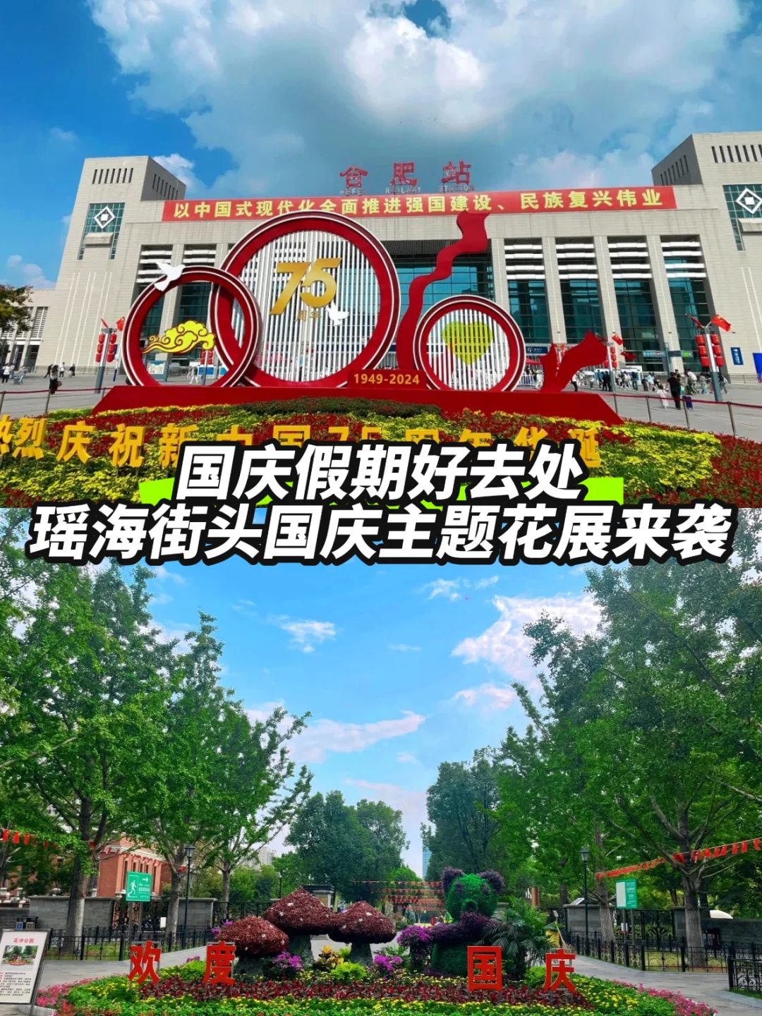 藏不住了！瑶海街头国庆主题花展来袭
