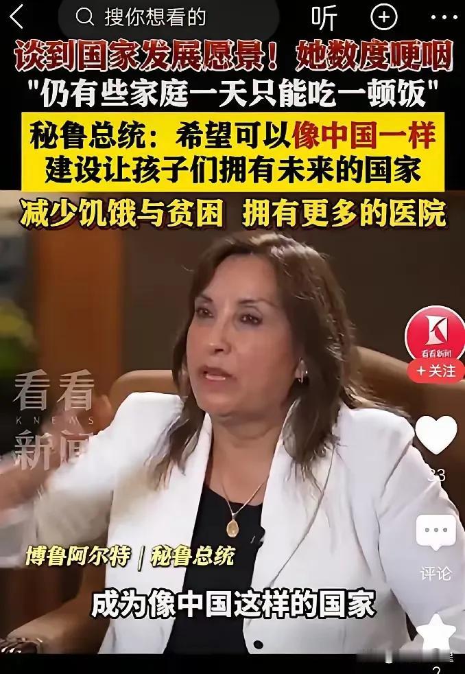 观看了秘鲁女总统博鲁阿尔特饱含深情的采访片段，我的眼眶也不禁湿润了，深切体会到钱