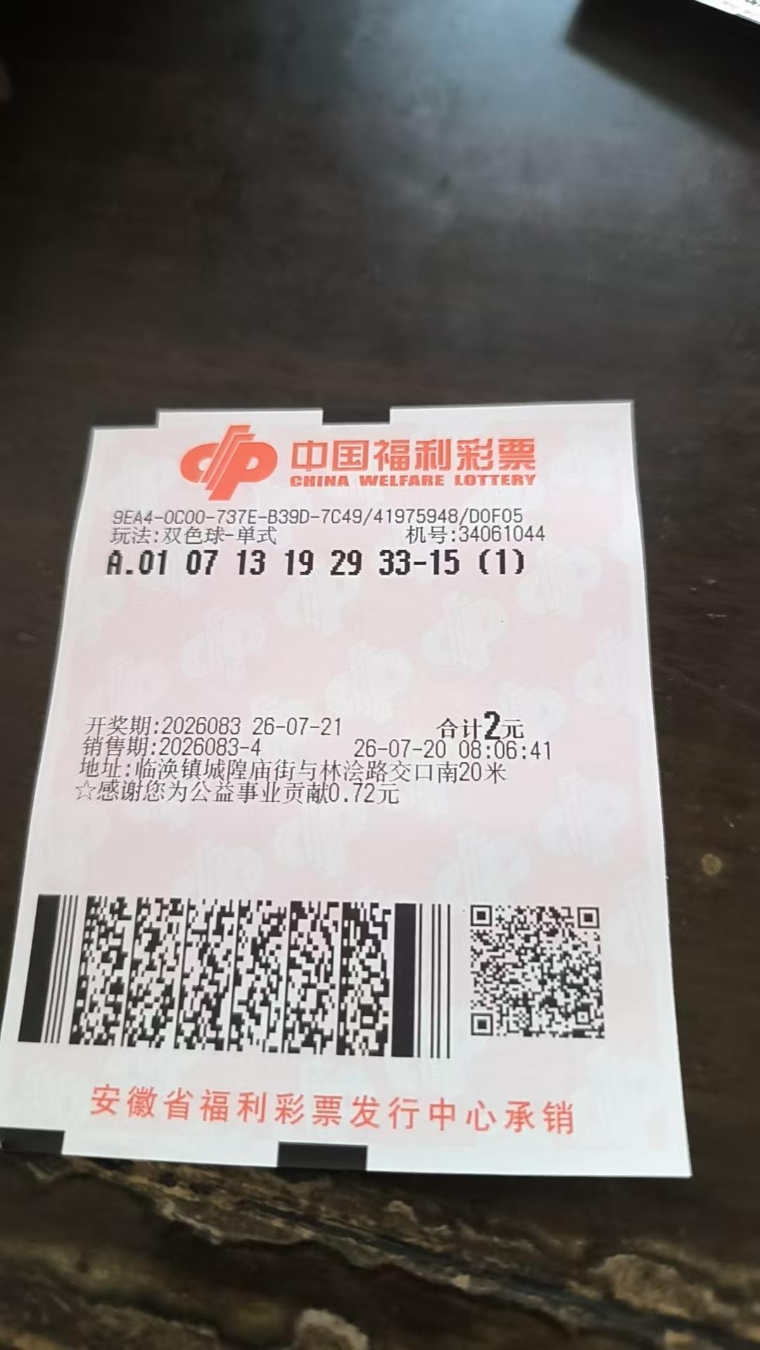 双色球实票26083期