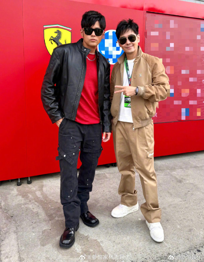 林志颖让周杰伦站c位孙俪和邓超自拍比耶 23日，众星现身上海F1大奖赛。周杰伦、