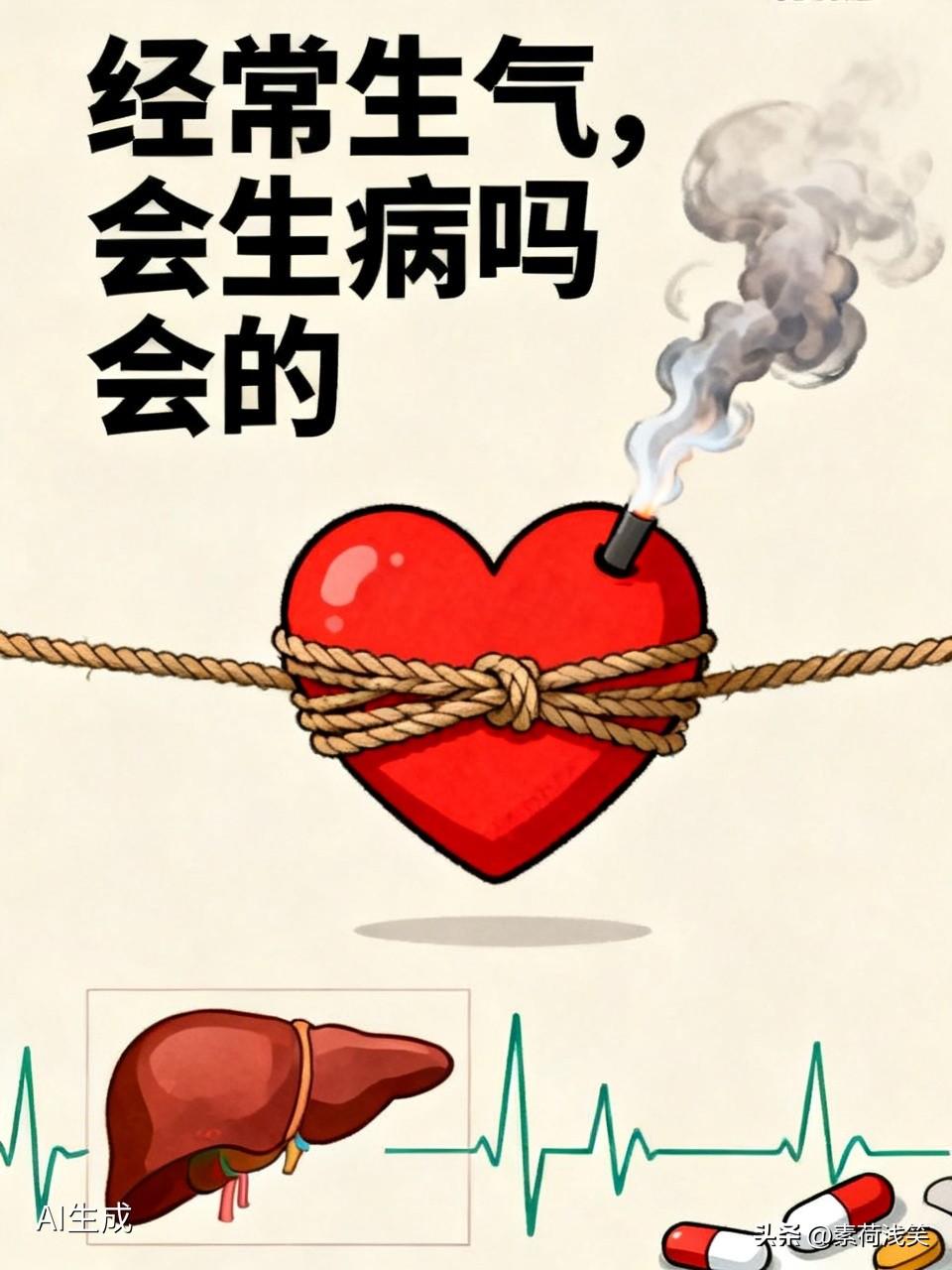会的。经常生气，真的会生病。

这并非危言耸听。每一次暴怒，都是对身体的一次“地