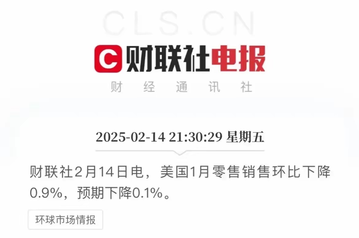 重大消息传来！美国1月零售销售数据令人大跌眼镜，呈现出爆冷态势。原本市场预期该数