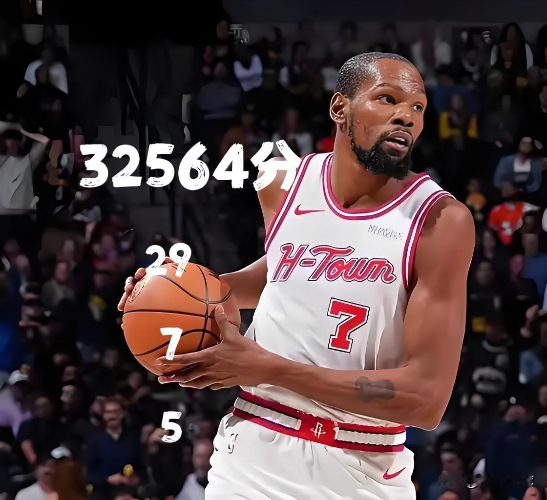 32564分！杜兰特i常规赛总得分又涨29分，距历史第四科比（33643）还差1