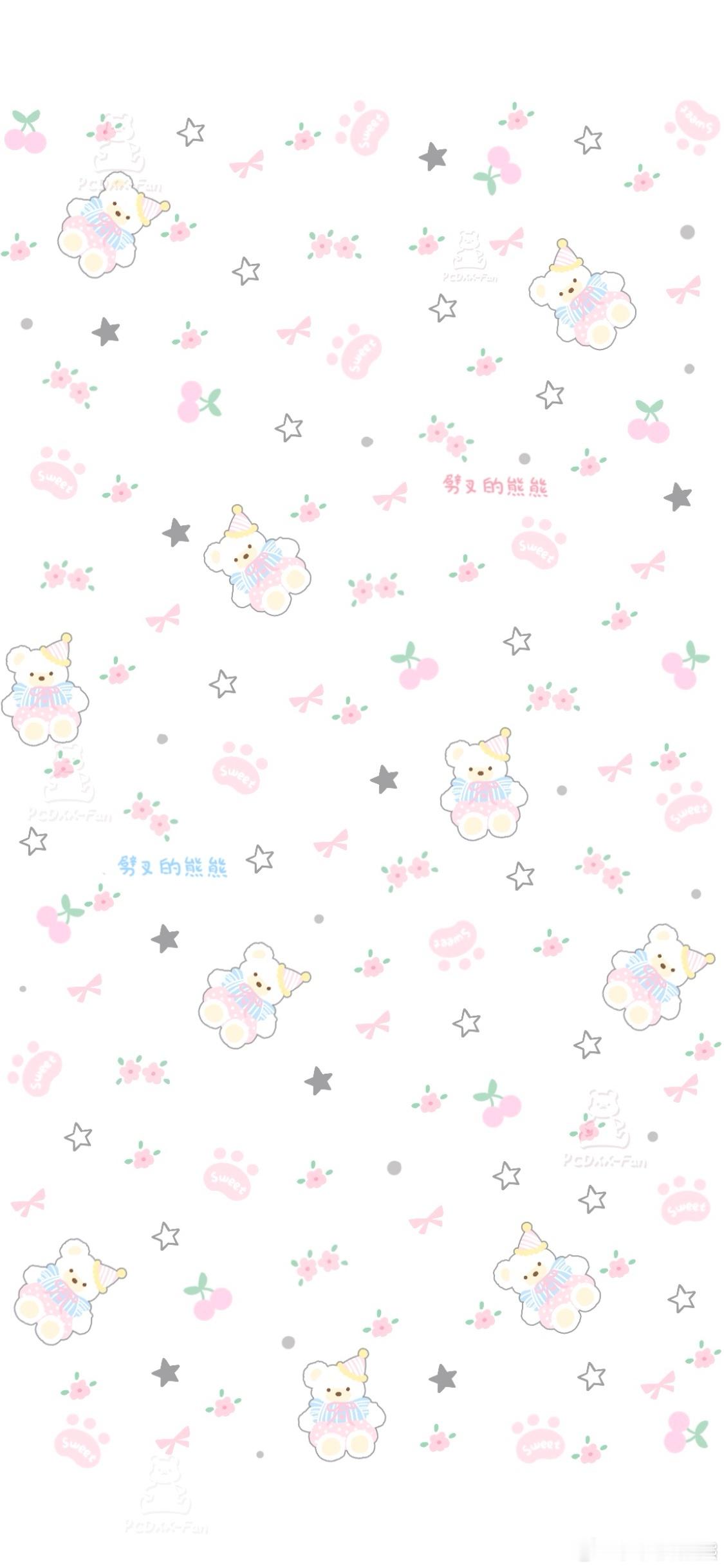 小熊碎花童趣浪漫｜原创可爱壁纸第376期日更壁纸啦！❤️原图1️⃣周后会放评论区