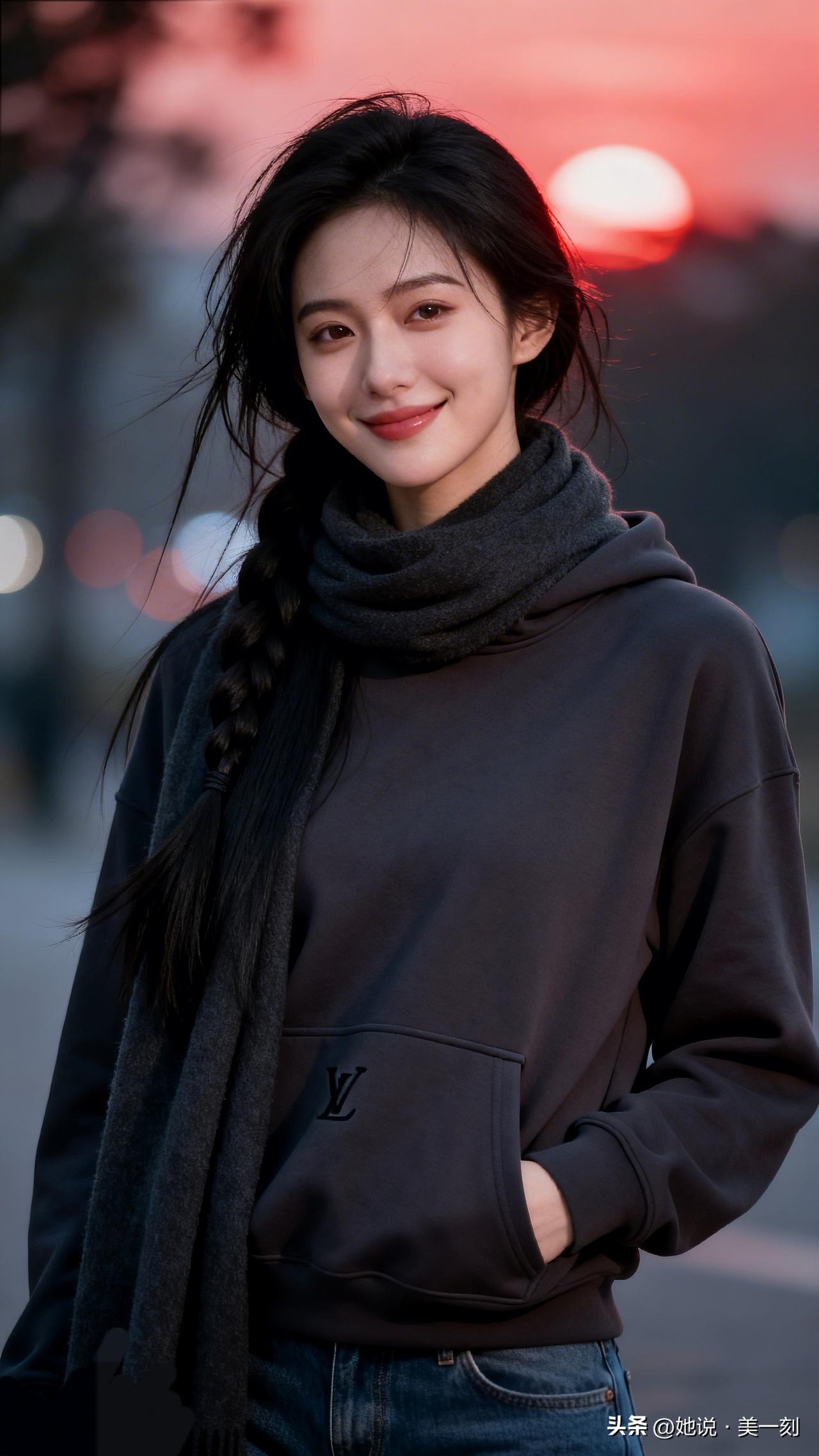 日落时分，温暖微笑，青春洋溢。女人最耐看的长相是什么样的