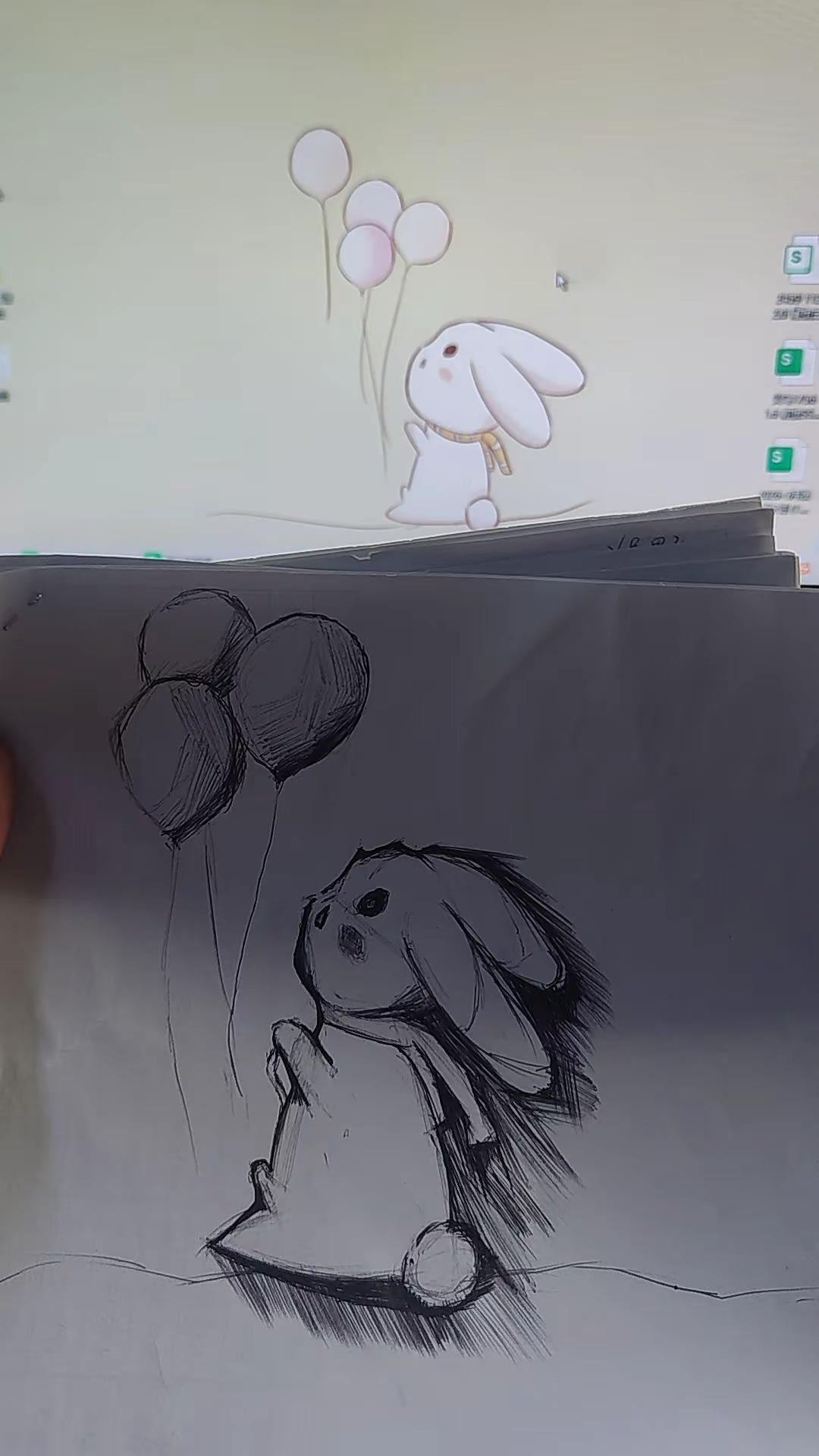 上班干什么，摸🐟。卡通手绘素材 简单的卡通手绘 卡通笔记 卡通兔子表情包