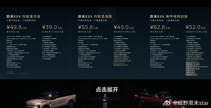 蔚来ES9售价今晚蔚来全新旗舰SUV ES9正式登场，作为智能电动行政旗舰，这次