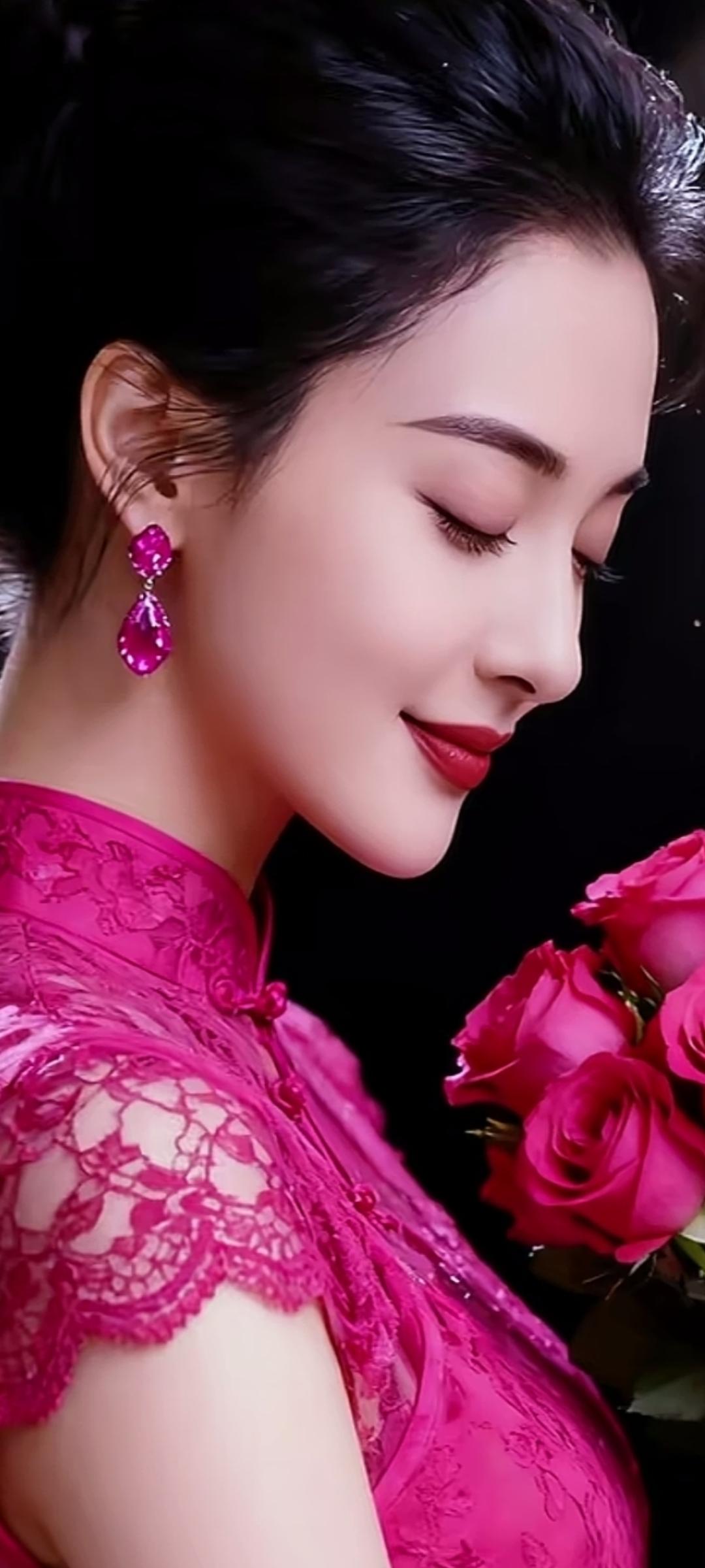 粉嫩玫瑰与优雅红唇的完美融合，绽放出浪漫与甜美的气息。