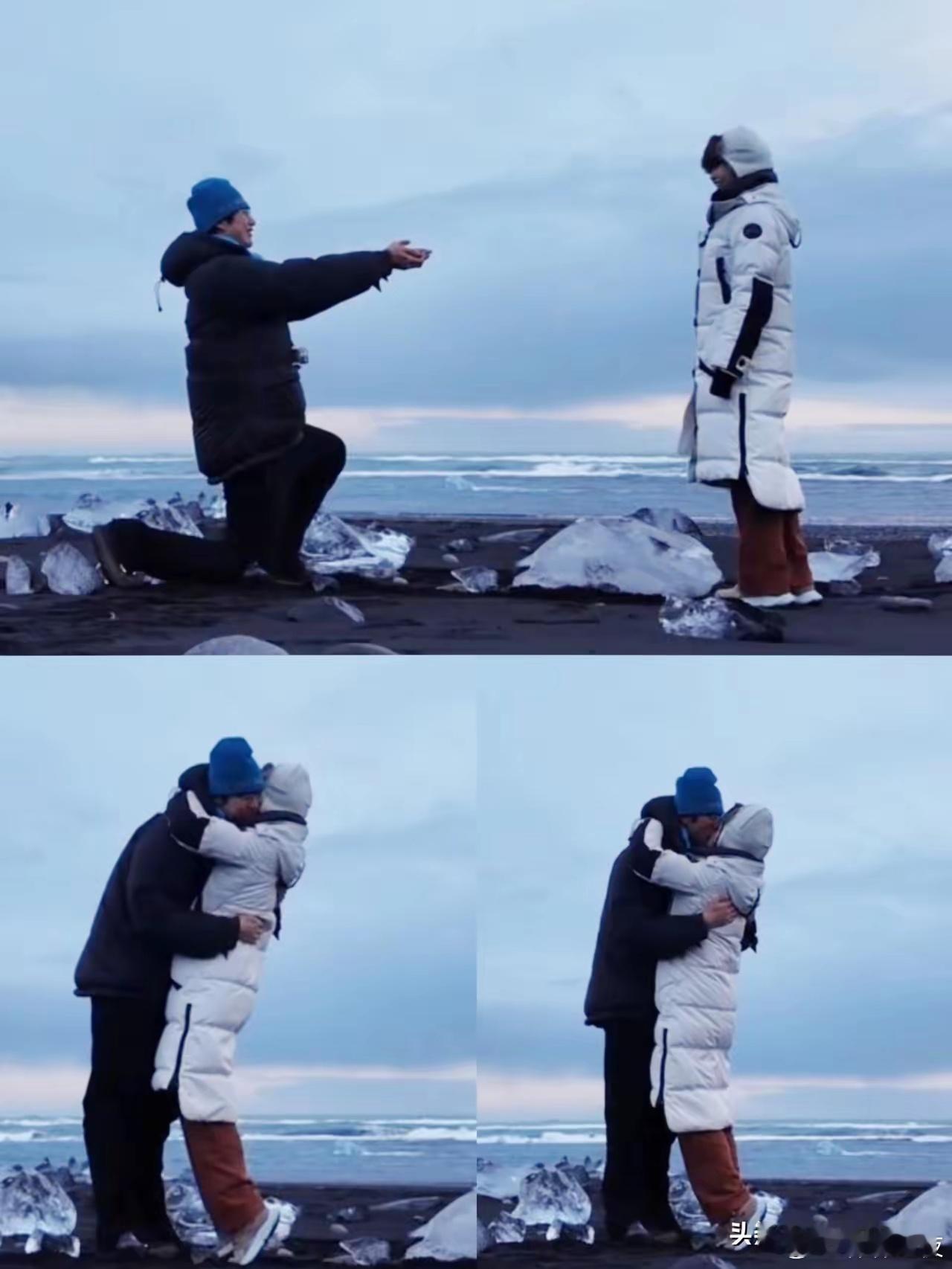 金莎在冰岛的钻石沙滩上，答应了孙丞潇的求婚。她说:我比他大19岁，我们的爱情很多