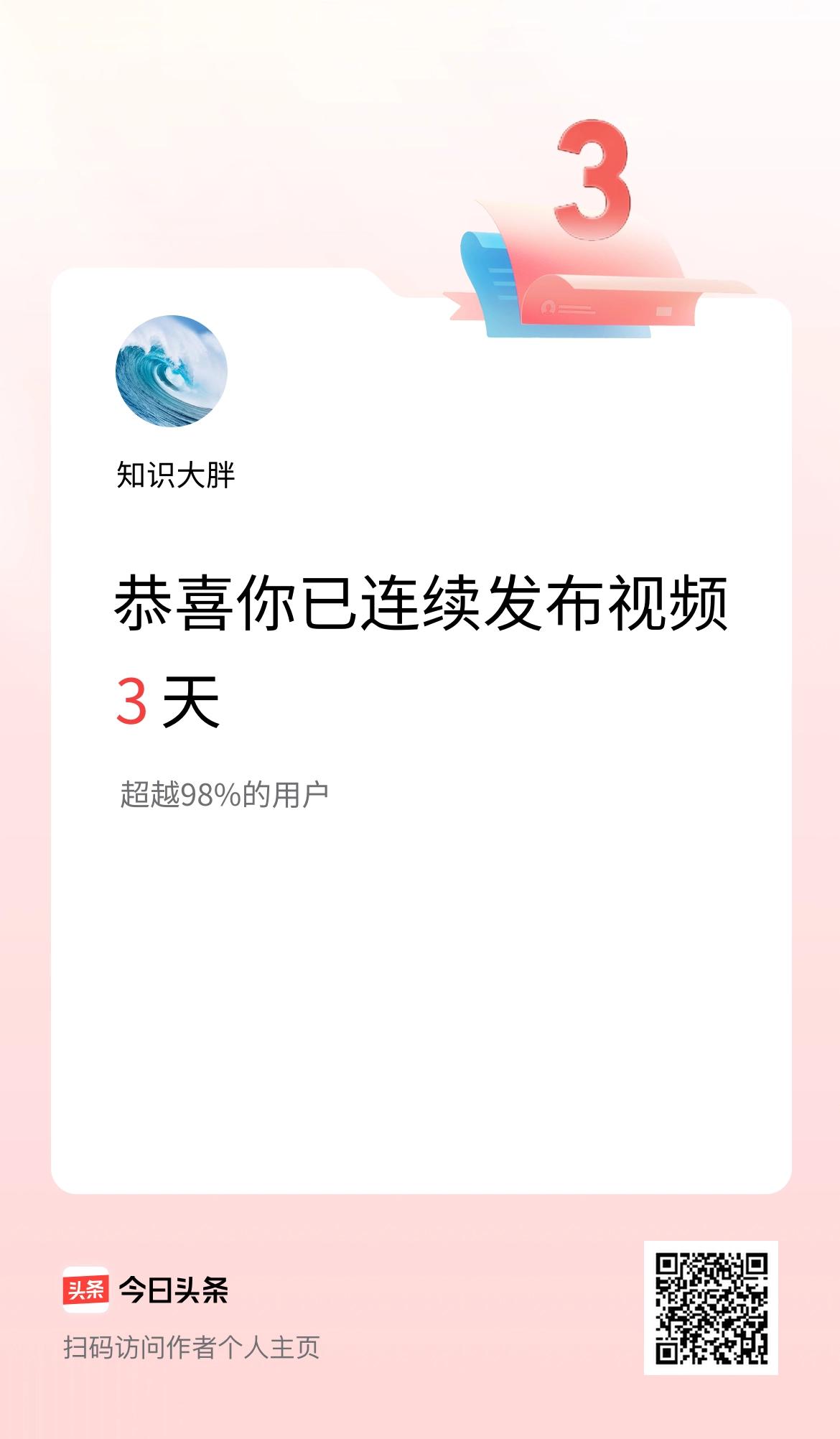 我在头条连续视频投稿3天