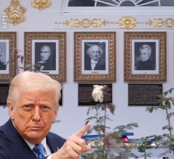 白宫彻底变味了，特朗普又整出大动静直接把历任总统的肖像区改成了自己的“私人吐槽墙