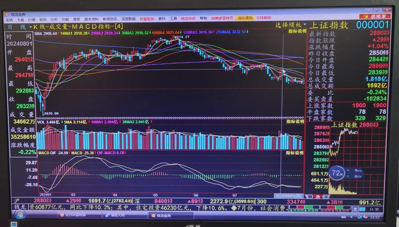 老手午间说股：（3）
许多人担心今天的上涨会不会如7月31日一样一日游。
个人认