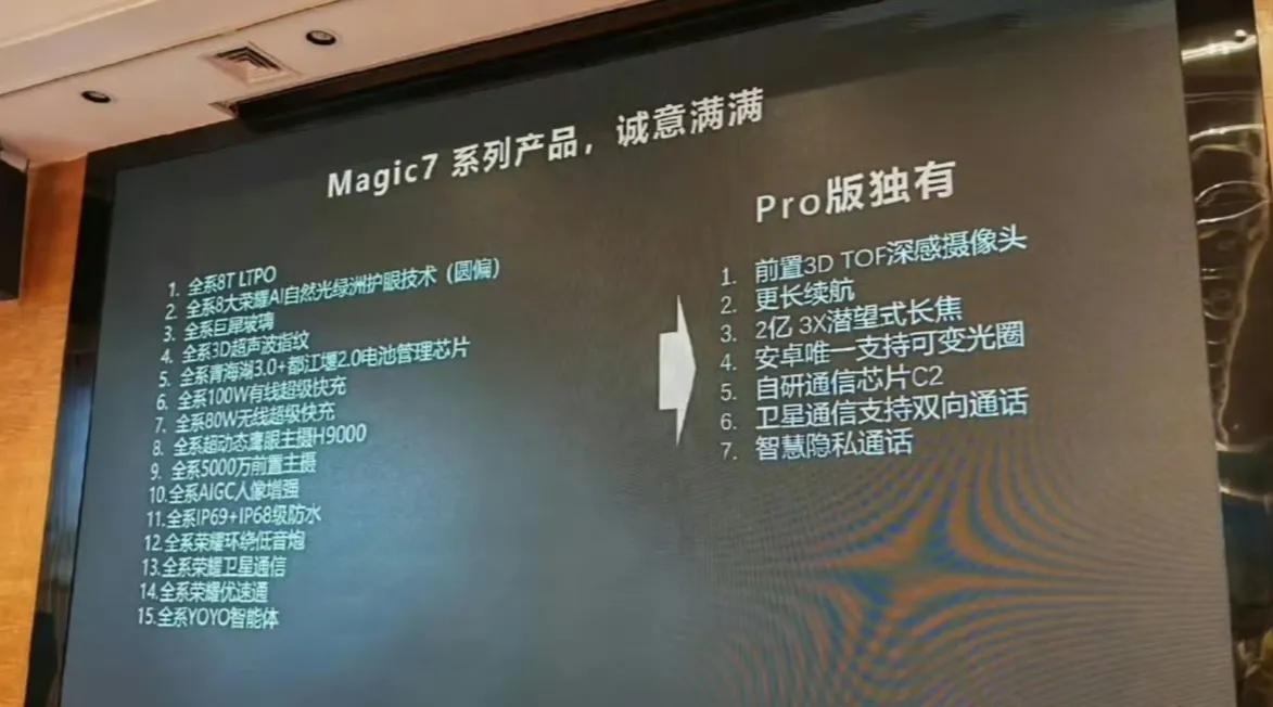 一张表
读懂荣耀magic7与
荣耀magic7 Pro相同点和不同点。
相同点