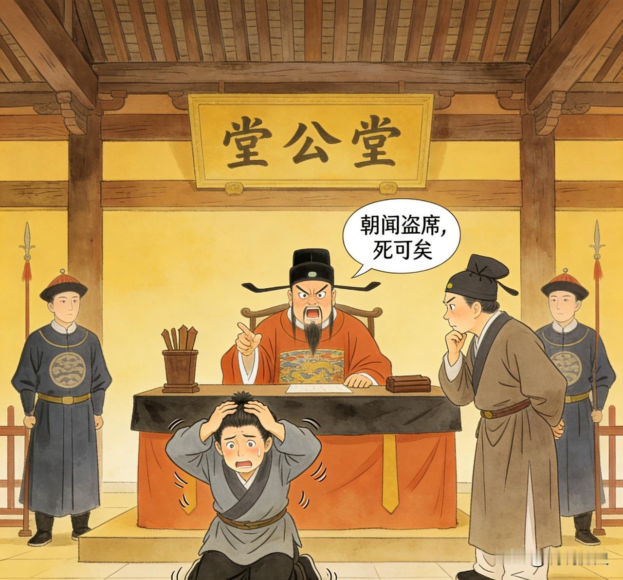 《笑林广记》里，有个笑话：有个人偷席子，被抓进衙门，县令二话不说，直接判了他死刑