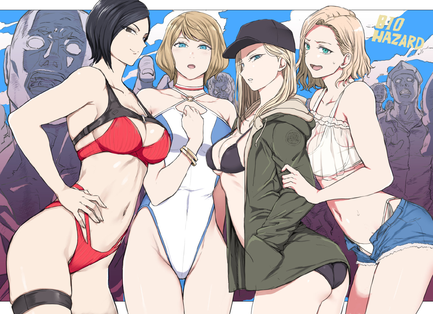 由「爱上陆」绘制的《生化危机》 系列女主们。 