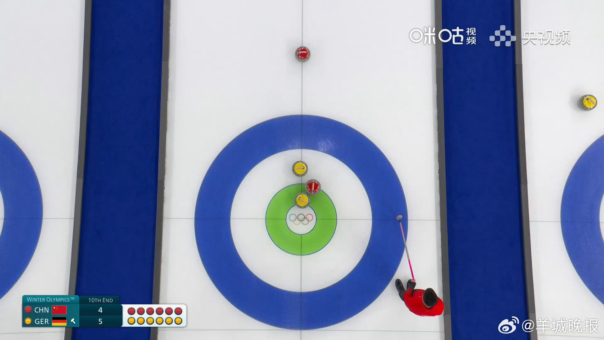 #中国冰壶男队4比6不敌德国队#米兰冬奥会冰壶循环赛最后一个比赛日，中国冰壶男队