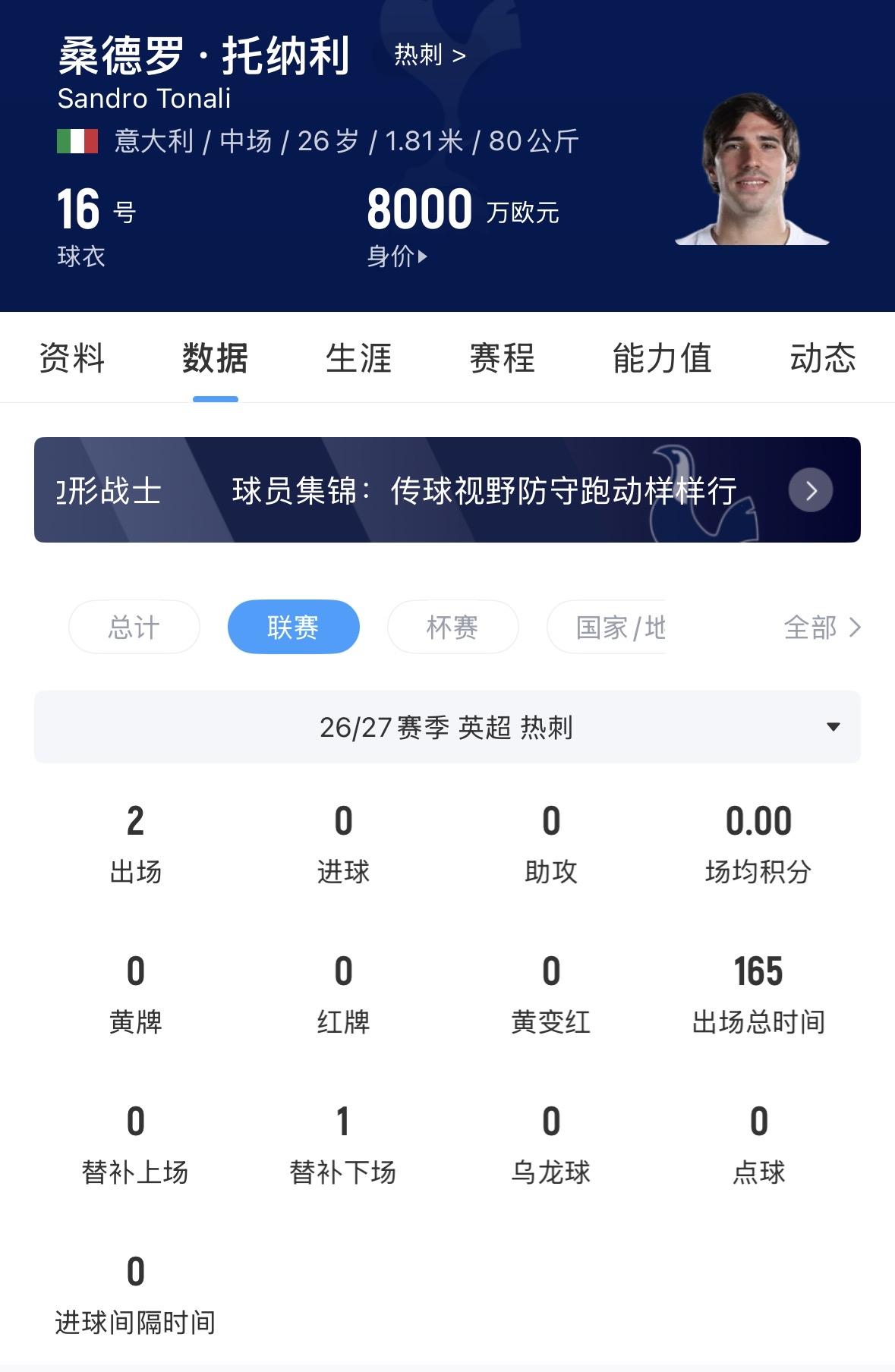 【托纳利从纽卡斯尔加盟热刺，​对球员、对热刺到底是赚是赔？​】
        