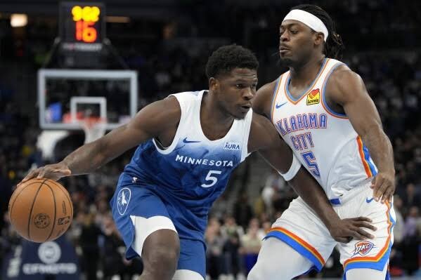常规赛爱德华兹面对雷霆场均22.3分 36.4%命中率nba ​​​