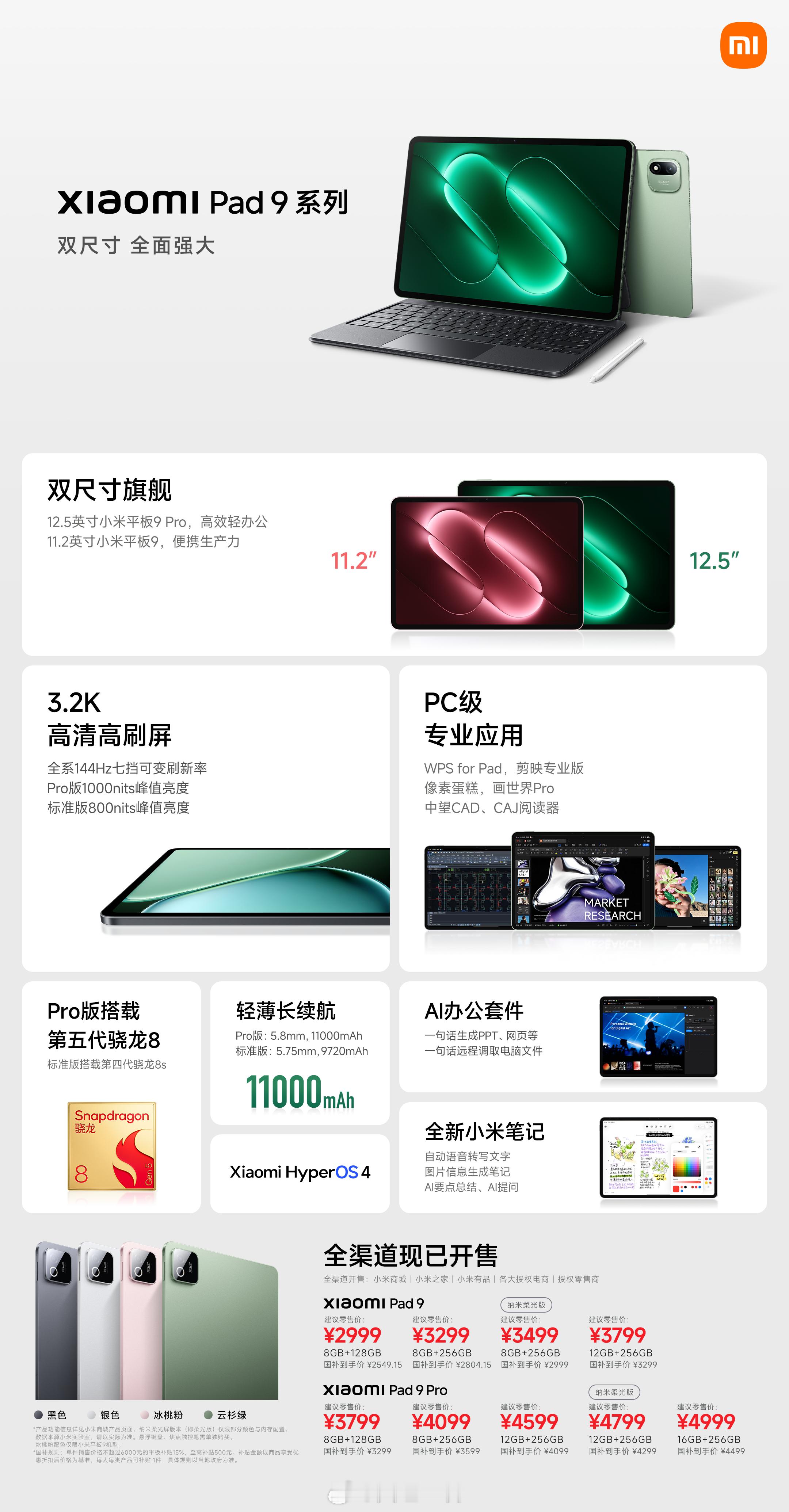 小米平板9系列，这一次只有9与9 Pro，Pro Max去哪了？不用讲大家都知道
