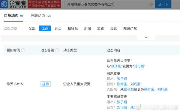 【张雪峰女儿张姩菡再接手3家公司张雪峰妻子李丽婧任峰学蔚来董事 】7月23日消息