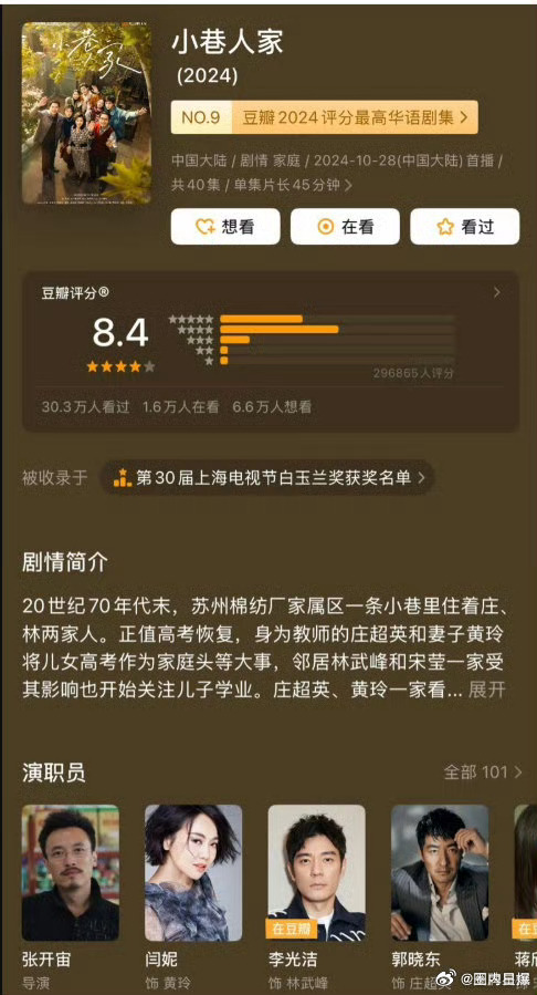 小巷人家2是原班人马好难得的原班人马！！第一部已经很惊艳了！口碑超好👍不过第二