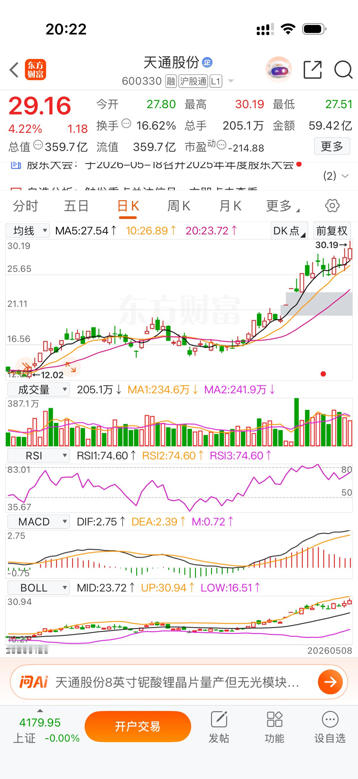 $天通股份 sh600330$ 还是继续看好！还会有一波主升的