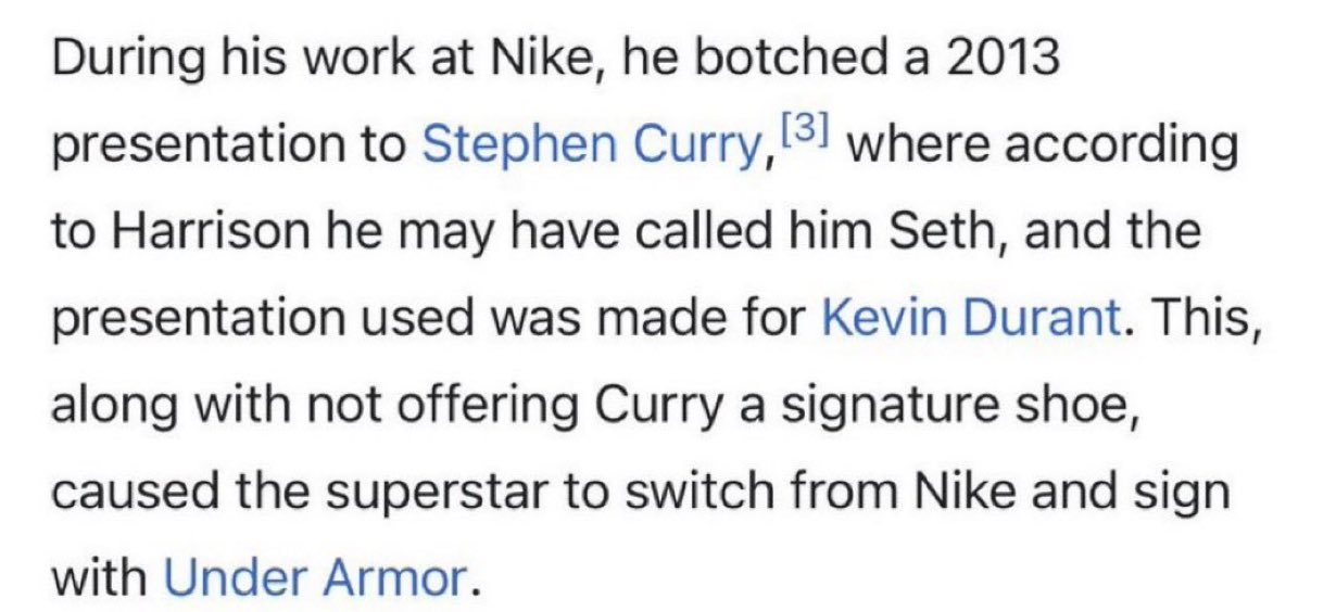怎么又是你？ 尼克-哈里森当年搞砸了库里与耐克的签约，库里当年转投安德玛。👀尼