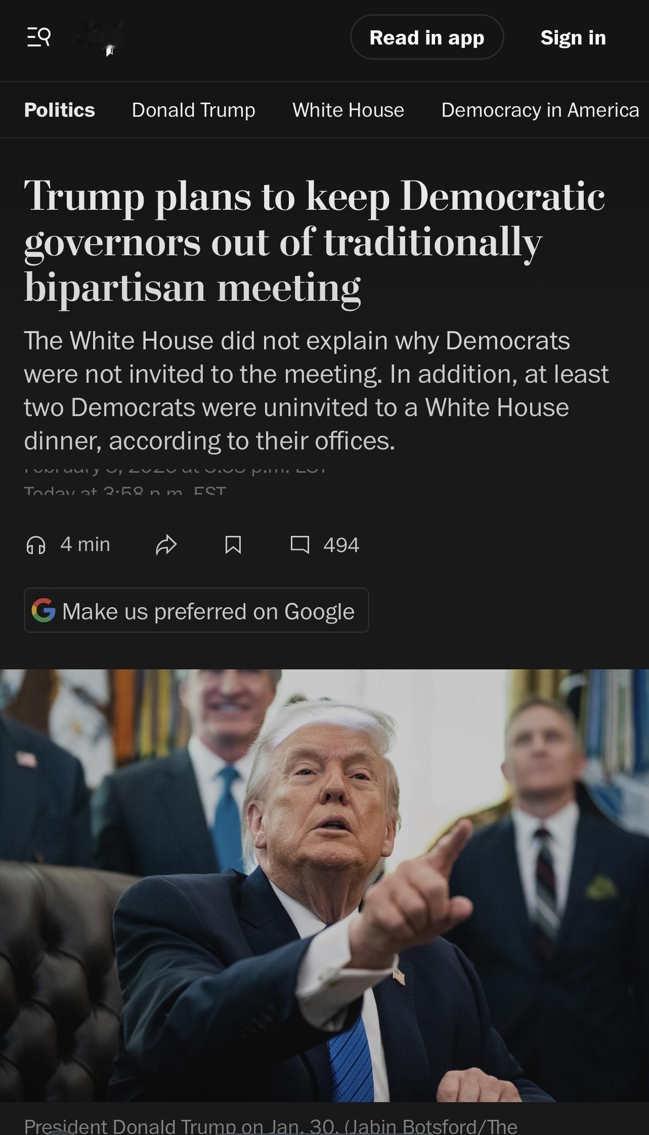 全美州长协会表示，特朗普总统计划将民主党人排除在白宫举行的传统上由两党州长参加的