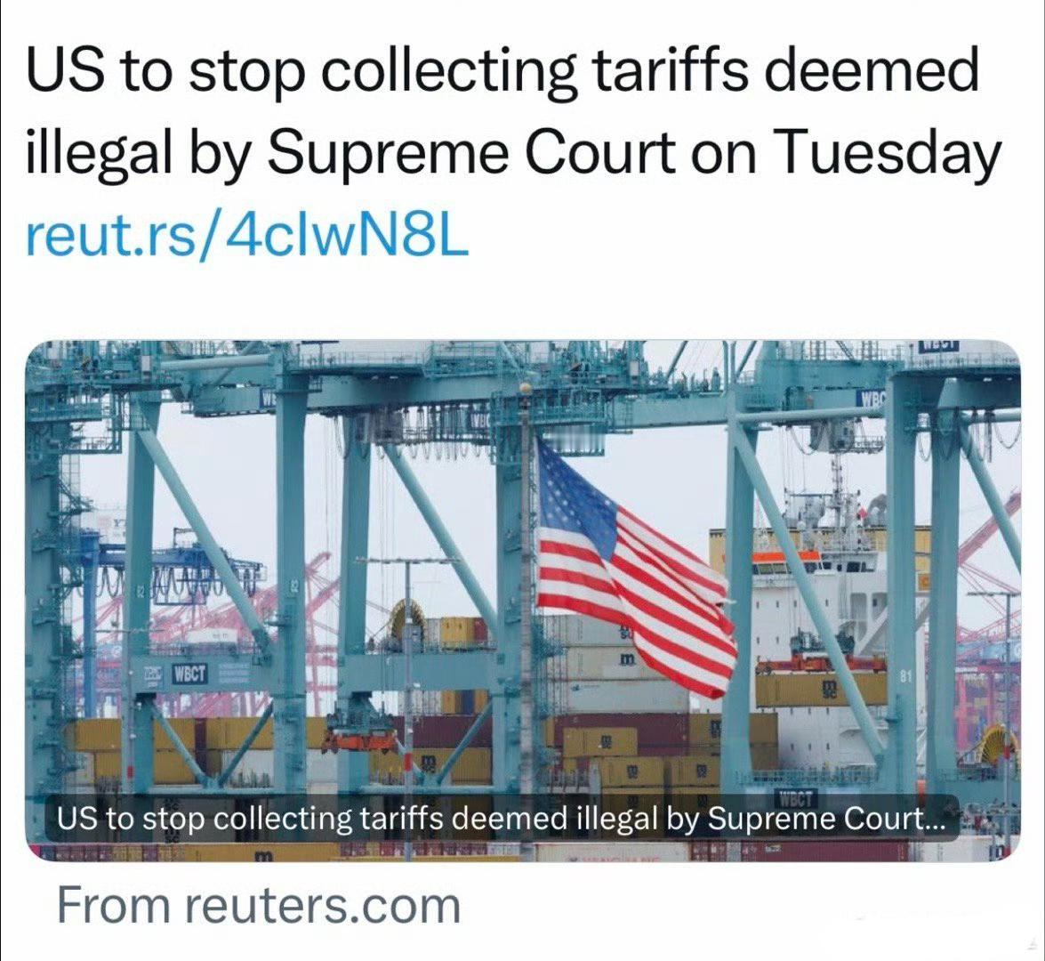 美国海关周二（东部时间）零时起，停止征收被最高法院认定违法的关税。美国关税新政 