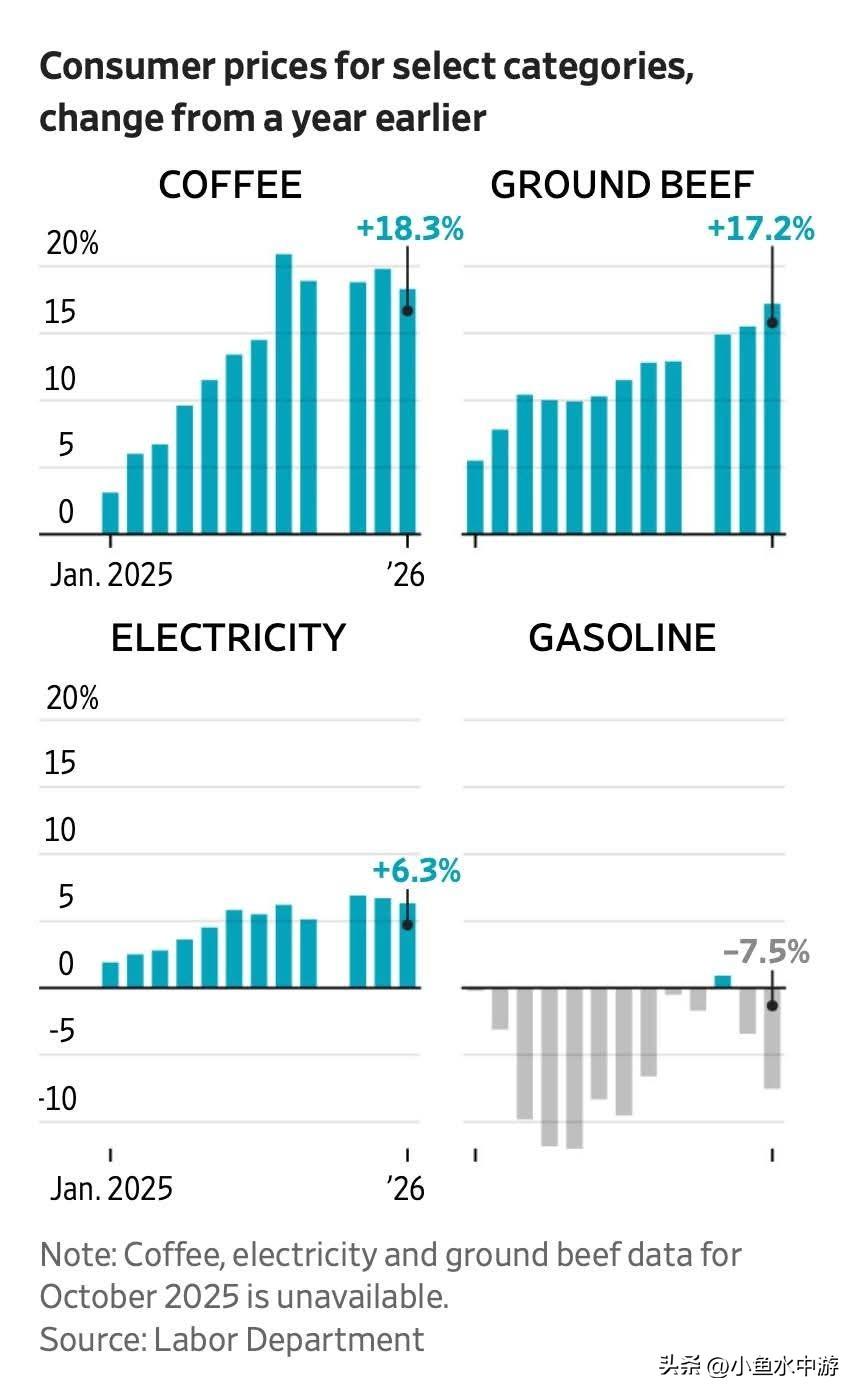 特朗普上任后，美国民生物价并没有明显回落，反而多数品类持续上涨。咖啡同比涨幅高达