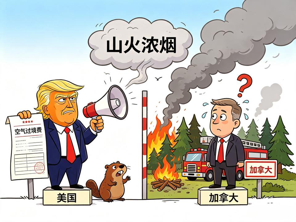 近日特朗普正式官宣，决定要惩罚邻居加拿大，理由更是离谱到家：加拿大山火浓烟飘到美