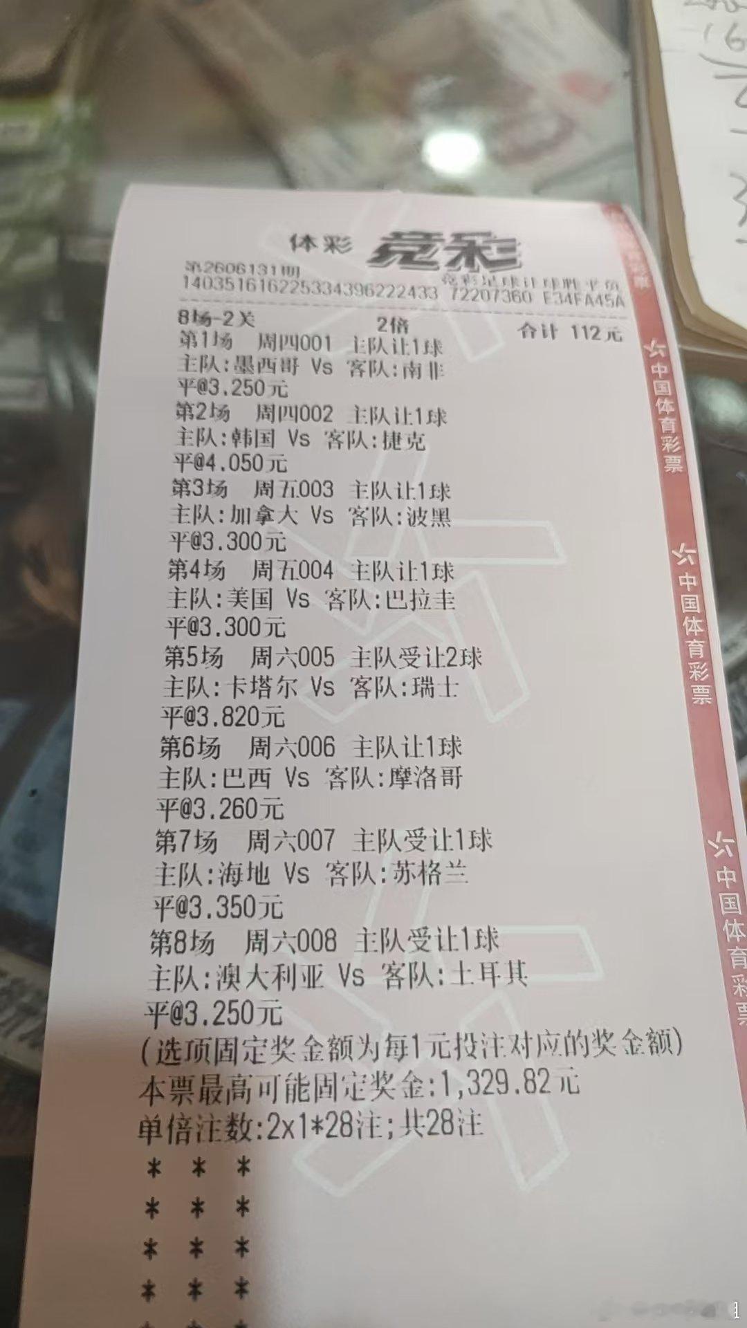 [彩虹R]四年前卡塔尔世界杯发布了关于大数据买足彩的笔记，时间好快，今晚美加墨世