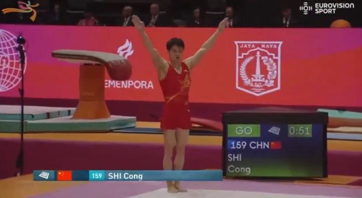 2025年体操世锦赛 男子资格赛 侍聪自由操获得5.2+8.133分 ​​​​
