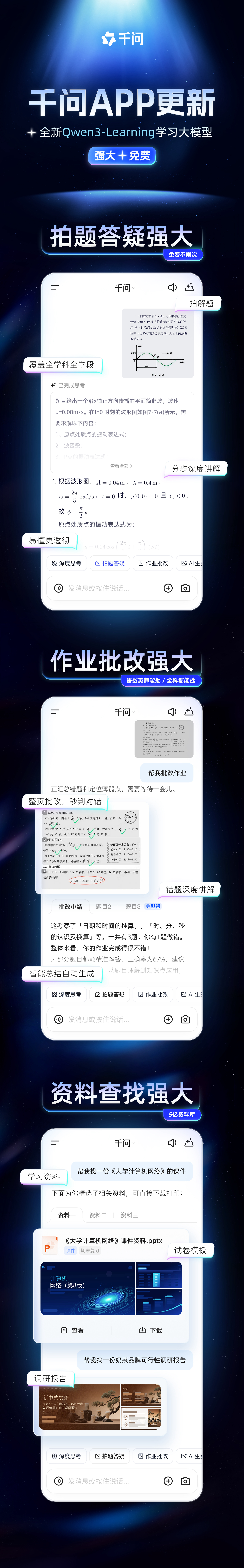#千问上线阿里最强学习模型#字迹潦草、卷子皱皱巴巴的作业，AI也能批改了？大学专