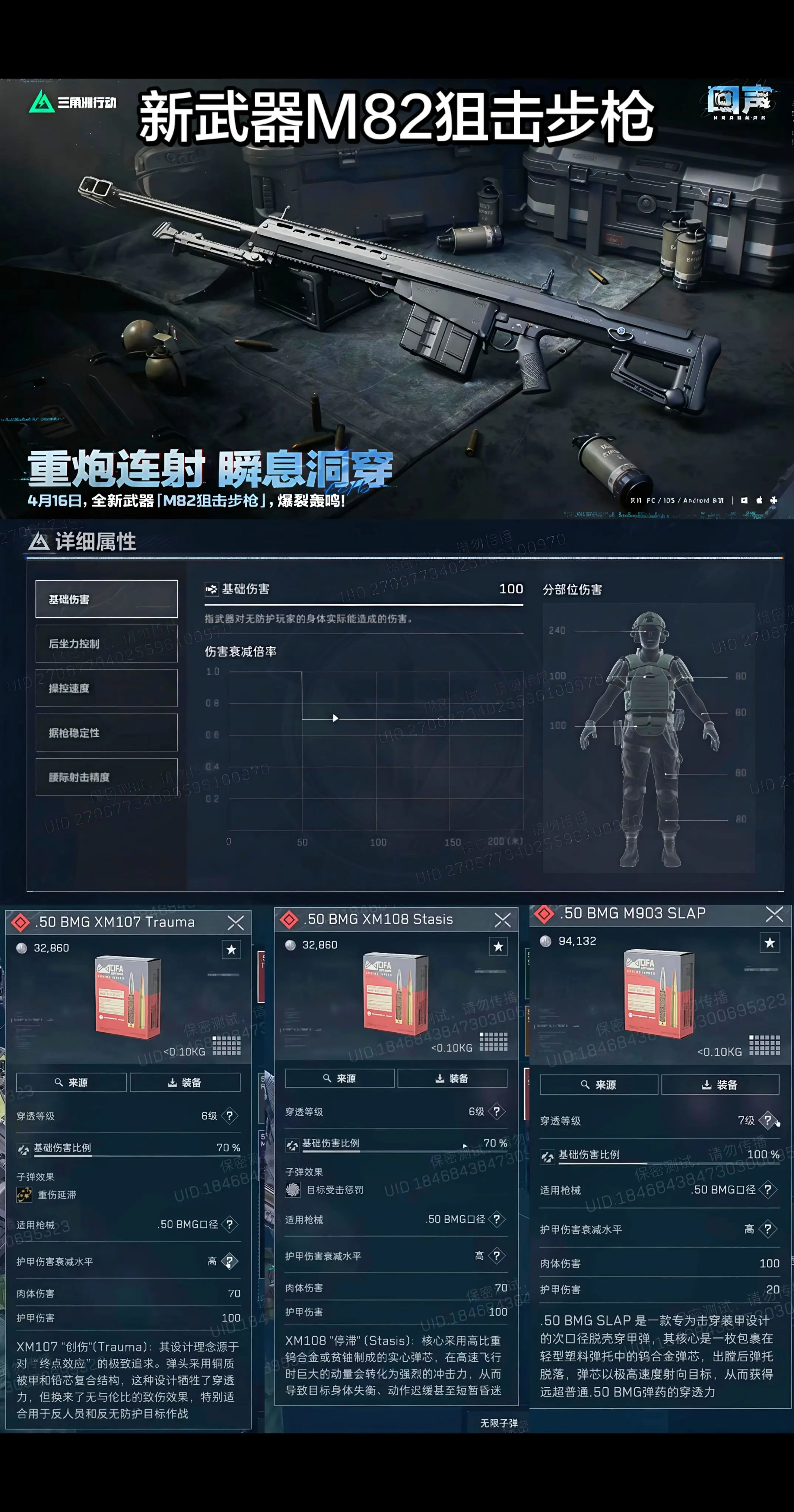 S9赛季新武器M82狙击步枪武器伤害及。武器子弹