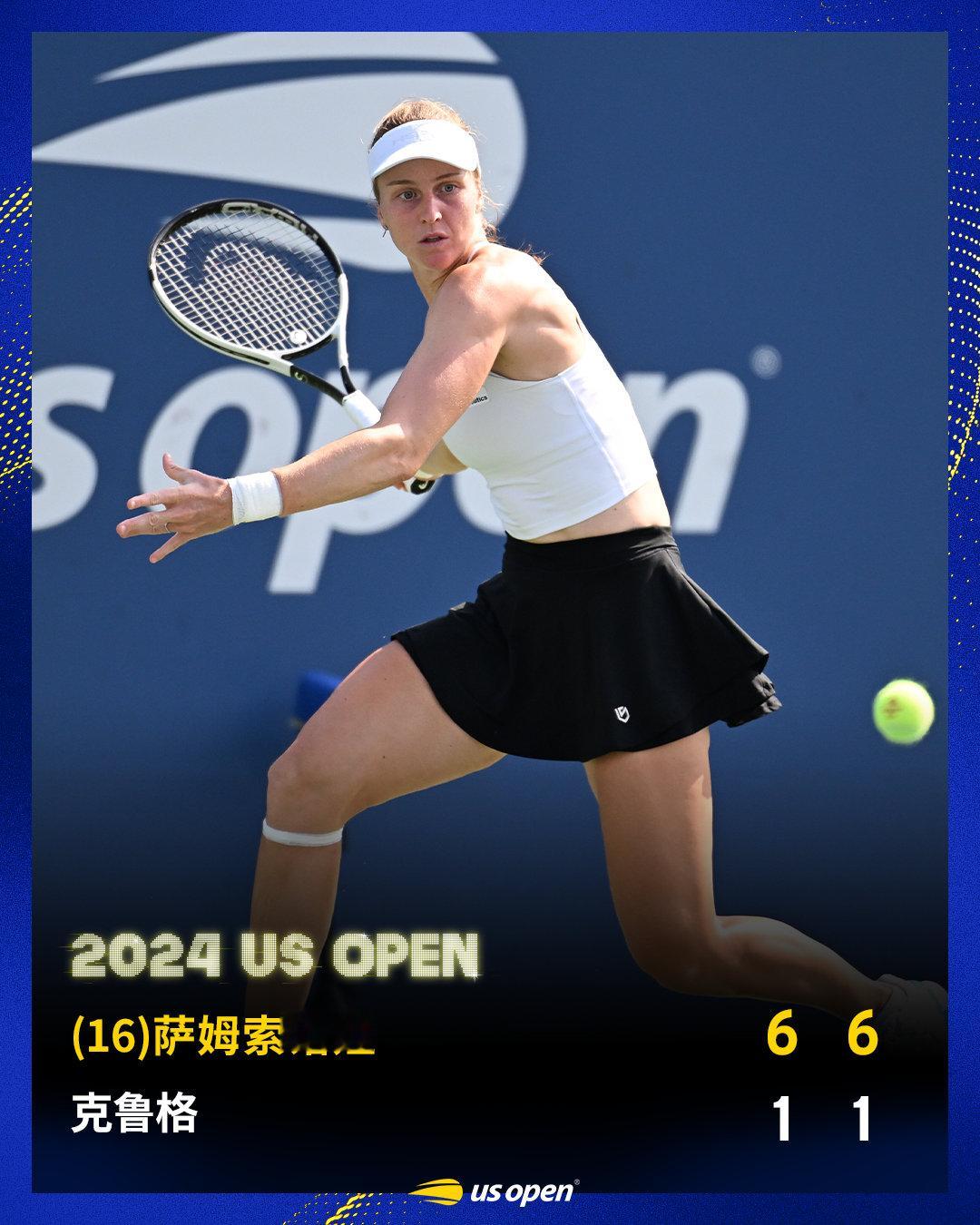萨马索诺娃强势晋级❗️#美网2024#女单第三轮，赛会16号种子萨姆索诺娃直落两